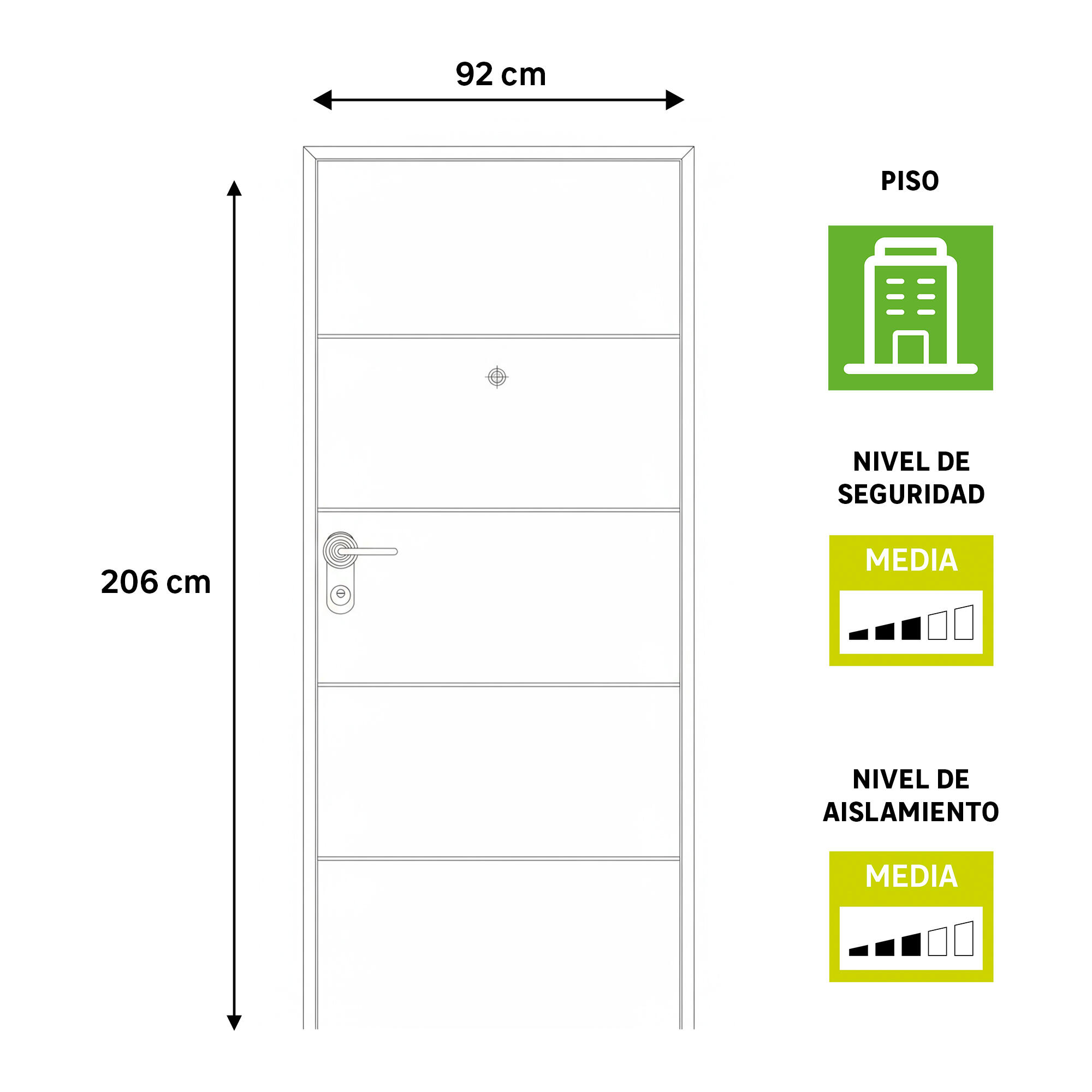 Porta de entrada de segurança branca lisa/branca riscas de 80x200cm direita - 6