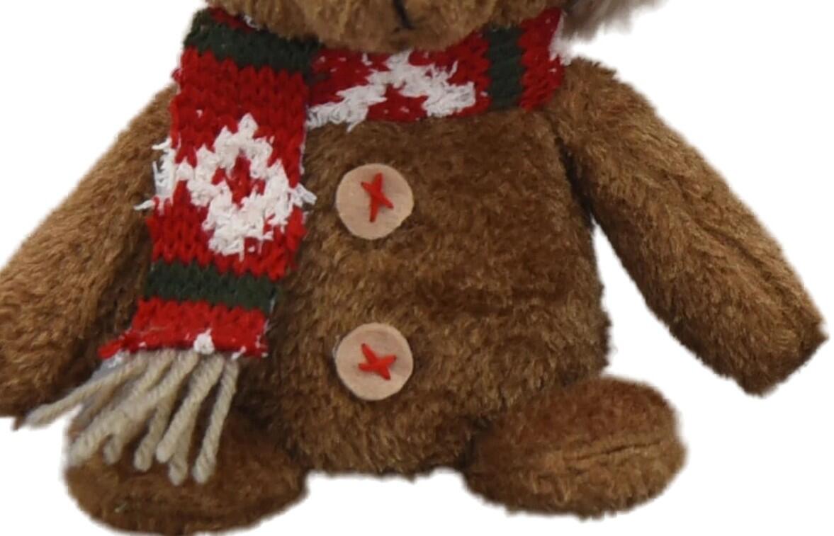 Orso beige, marrone e verde in poliestere H 18 cm - 4