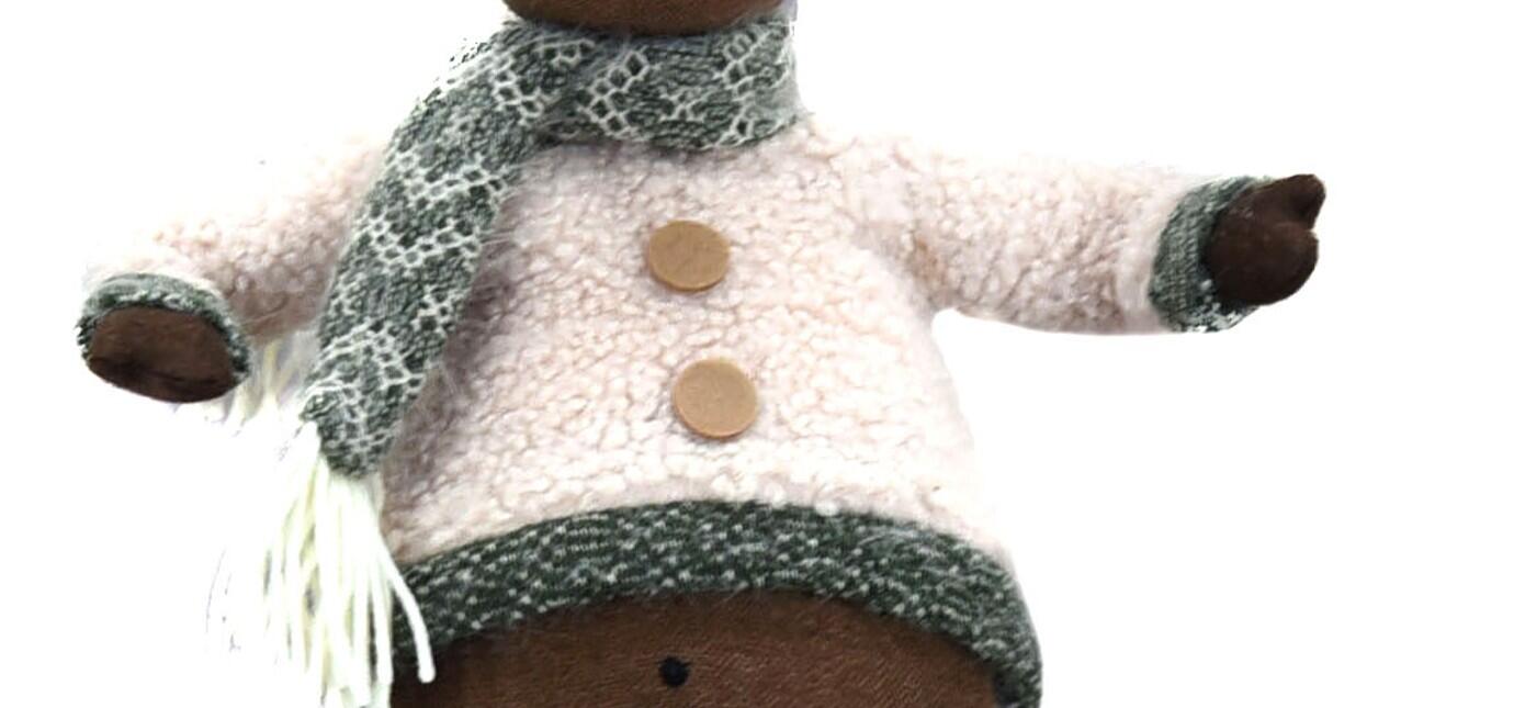 Renna beige, marrone e trasparente in poliestere H 58.5 cm - 3