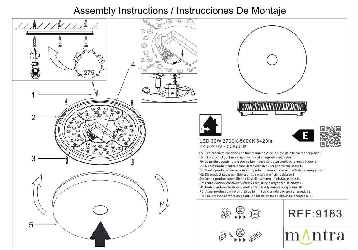 Plafón LED redondo blanco Frozen 3420 lm CCT 2700K-5000K ø30 cm IP20 - 7