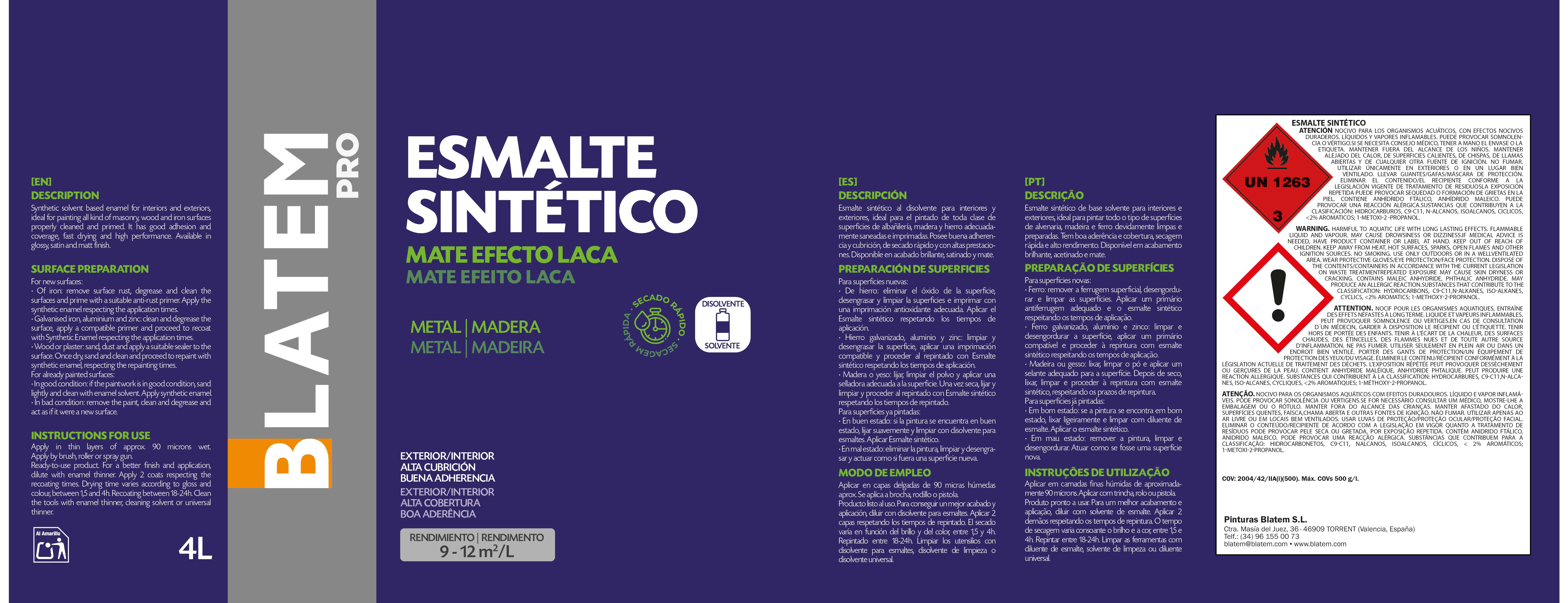 ESMALTE SINTETICO MATE 4L BLANCO - 3