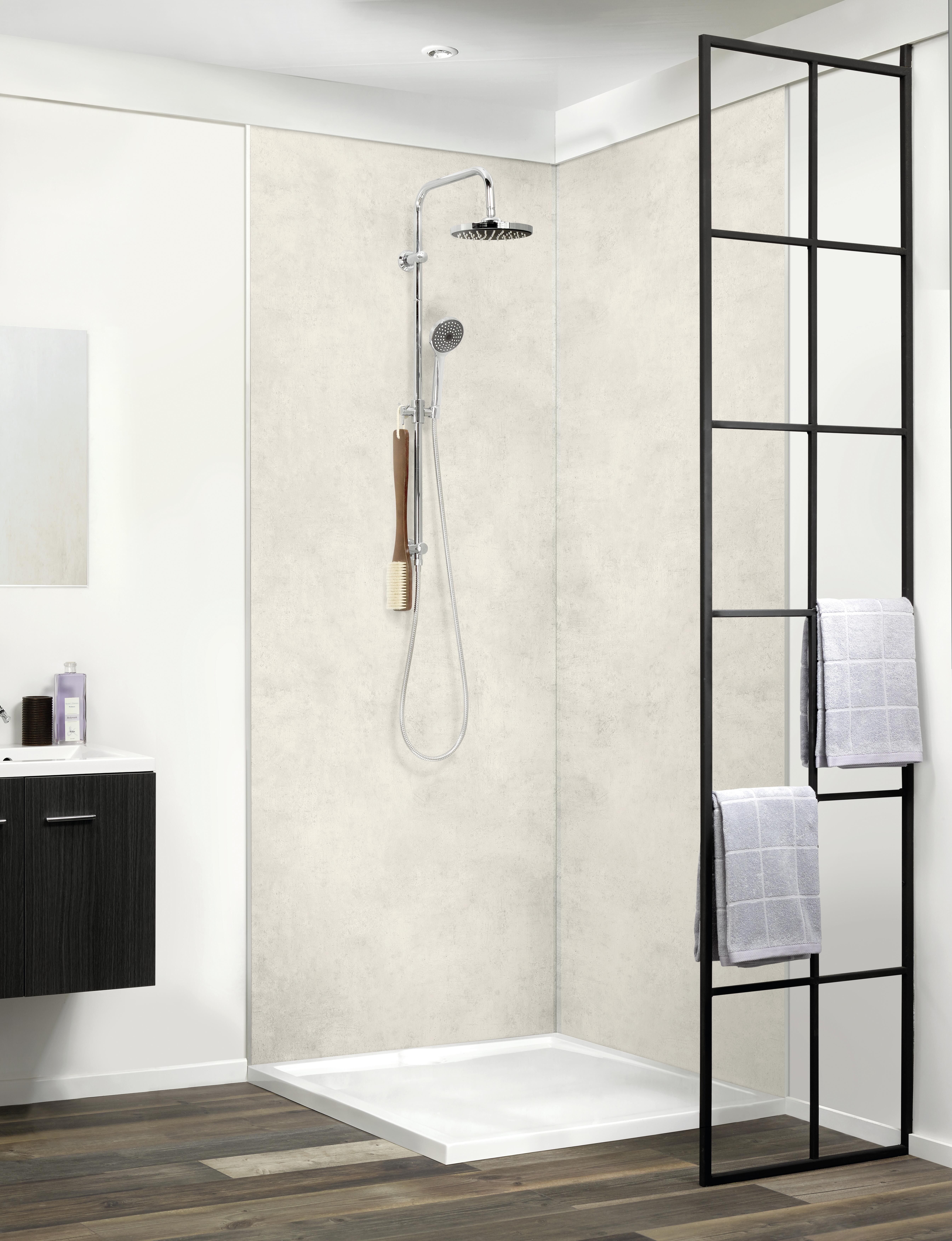 Revestimiento de pared decorativo efecto cemento de PVC XL Light Cemento blanco de 260x90cm - 3