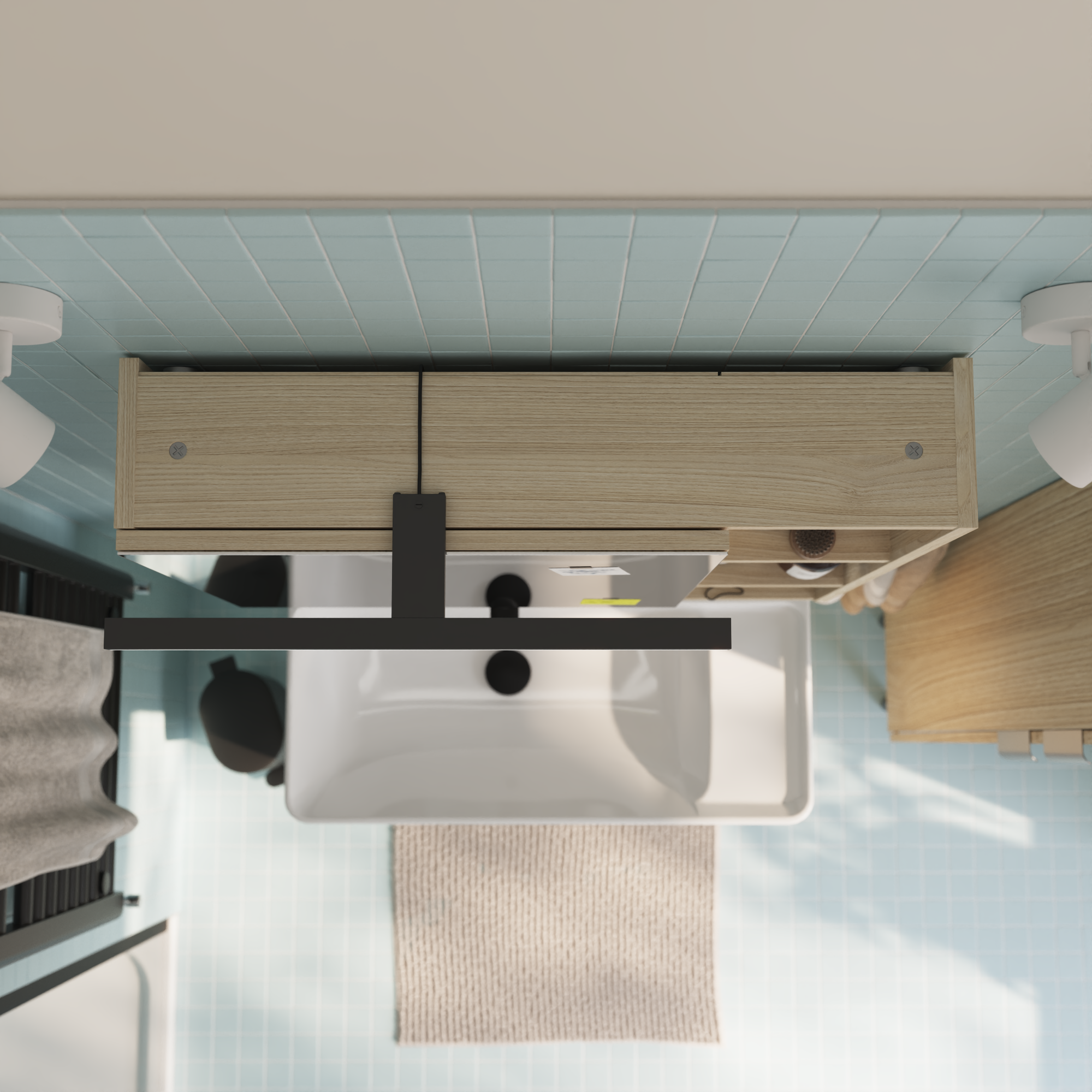 Armoire de toilette l.70 cm H.70 cm P.16 cm, effet chêne naturel, SENSEA Easy 3 - 4