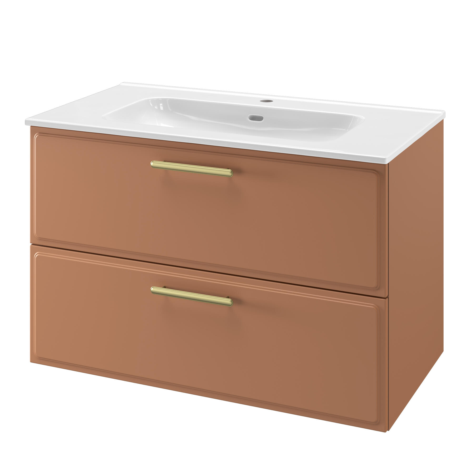 Zestaw szafka pod umywalkę z umywalką Pearl 2 szuflady 90 cm terrakota Sensea