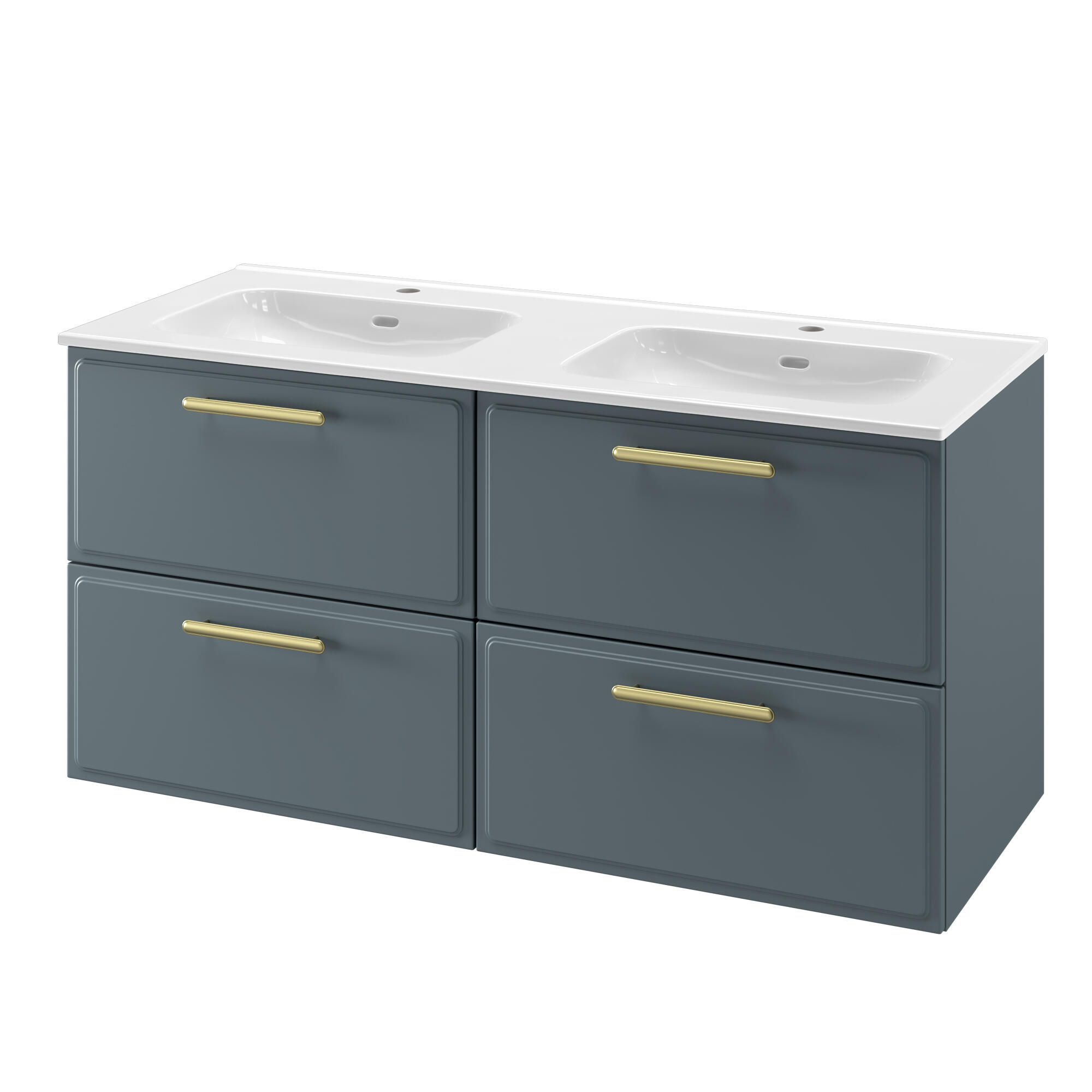 Zestaw szafka pod umywalkę z umywalkami Pearl 4 szuflady 120 cm zielony Sensea