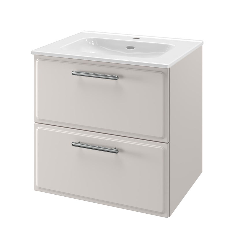 Zestaw szafka pod umywalkę z umywalką Pearl 2 szuflady 60 cm biała Sensea