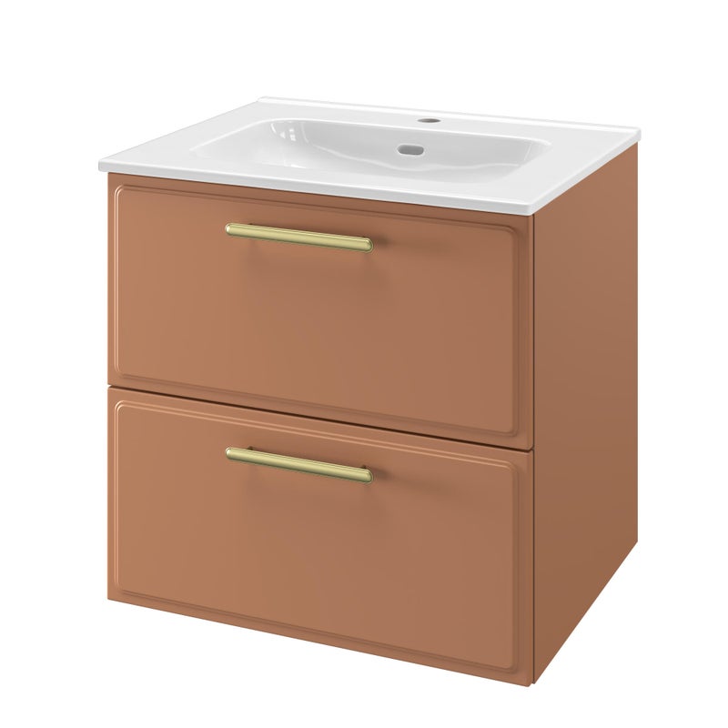 Zestaw szafka pod umywalkę z umywalką Pearl 2 szuflady 60 cm terrakota Sensea