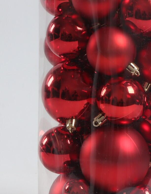 Set di palline natalizie in polistirene rosso confezione da 50 pezzi - 3