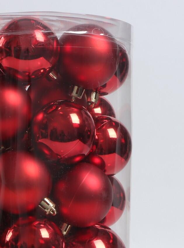 Set di palline natalizie in polistirene rosso confezione da 50 pezzi - 2