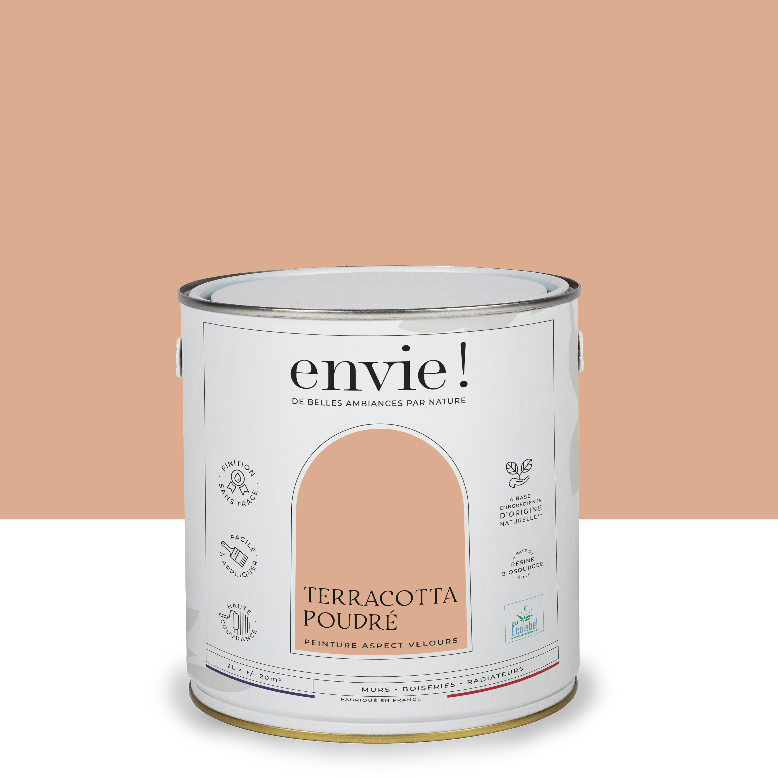 Peinture mur, boiserie terracotta poudre velours ENVIE Biosourcée 2L ...