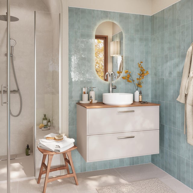 Mueble de baño con lavabo  Pearl beige mate 90x47.8 cm