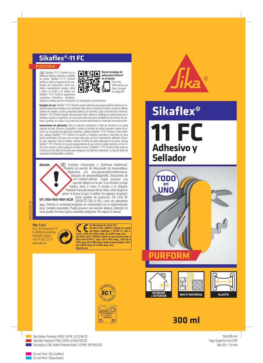 Masilla SIKAFLEX 11FC en cartucho de 300ml blanca - 8