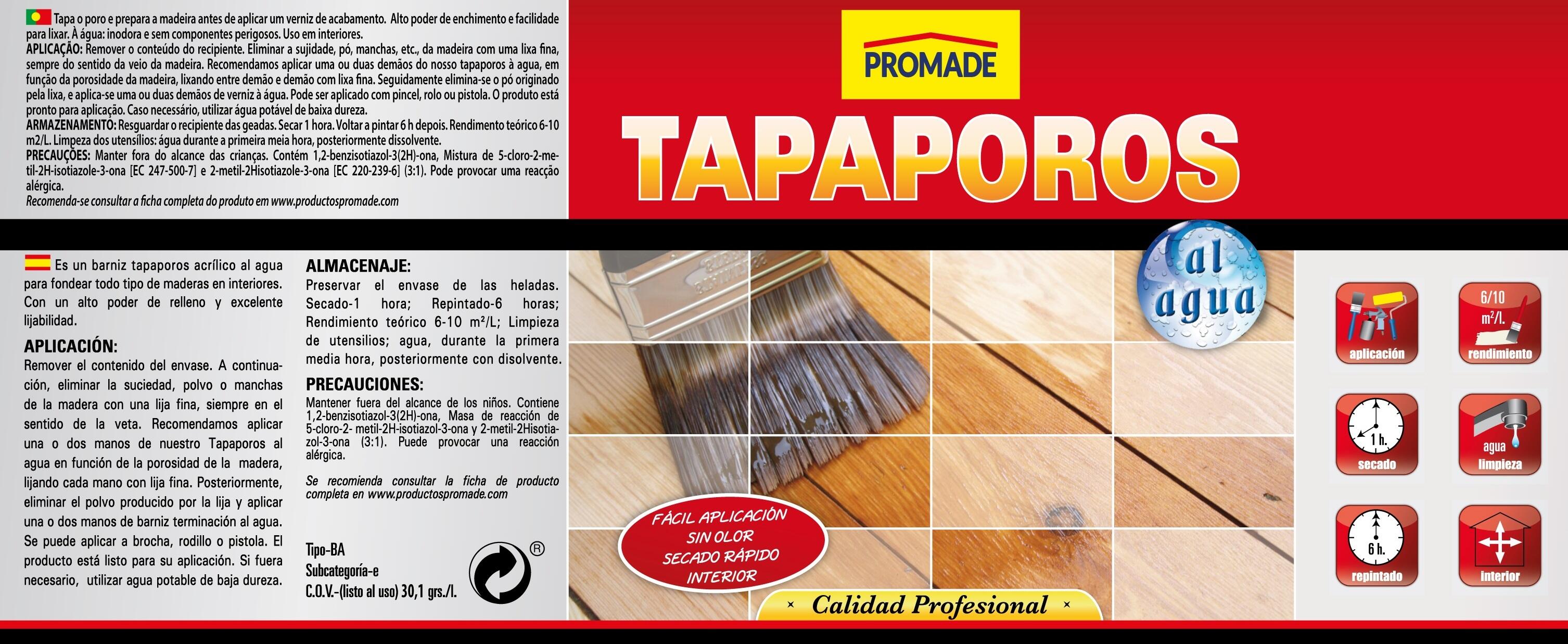 Verniz tapa poros aquoso PROMADE 0.75L - 2