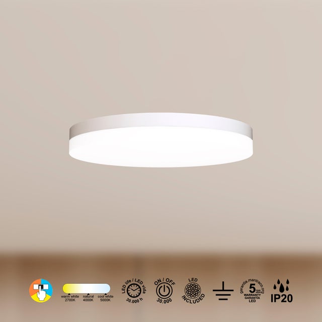 Plafón LED redondo blanco MANTRA TURIN II 3290 lm 3 tonos de luz CCT (3000K-4000K-5000K) ø38 cm IP20