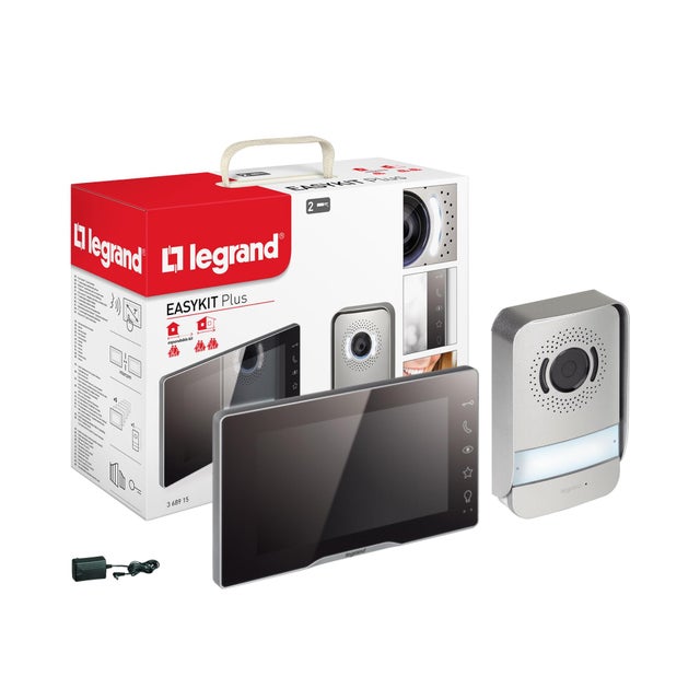 Visiophone filaire Easy Kit Plus, noir effet miroir, LEGRAND