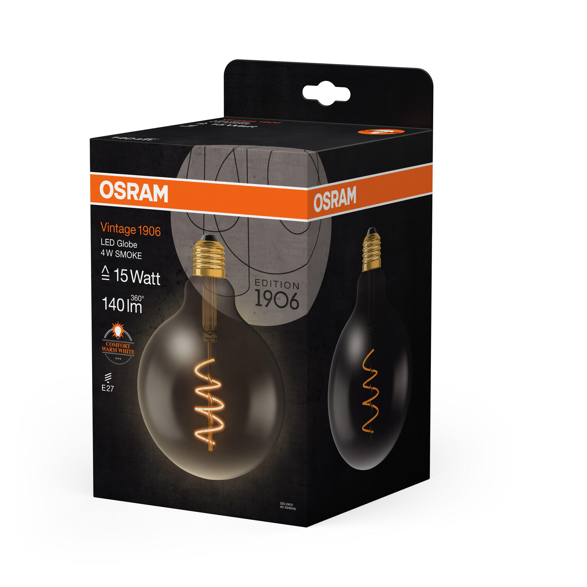 Lâmpada led decorativa E27 esférica GL25 dimável 140 lm 1800 K vidro escuro
 - 6