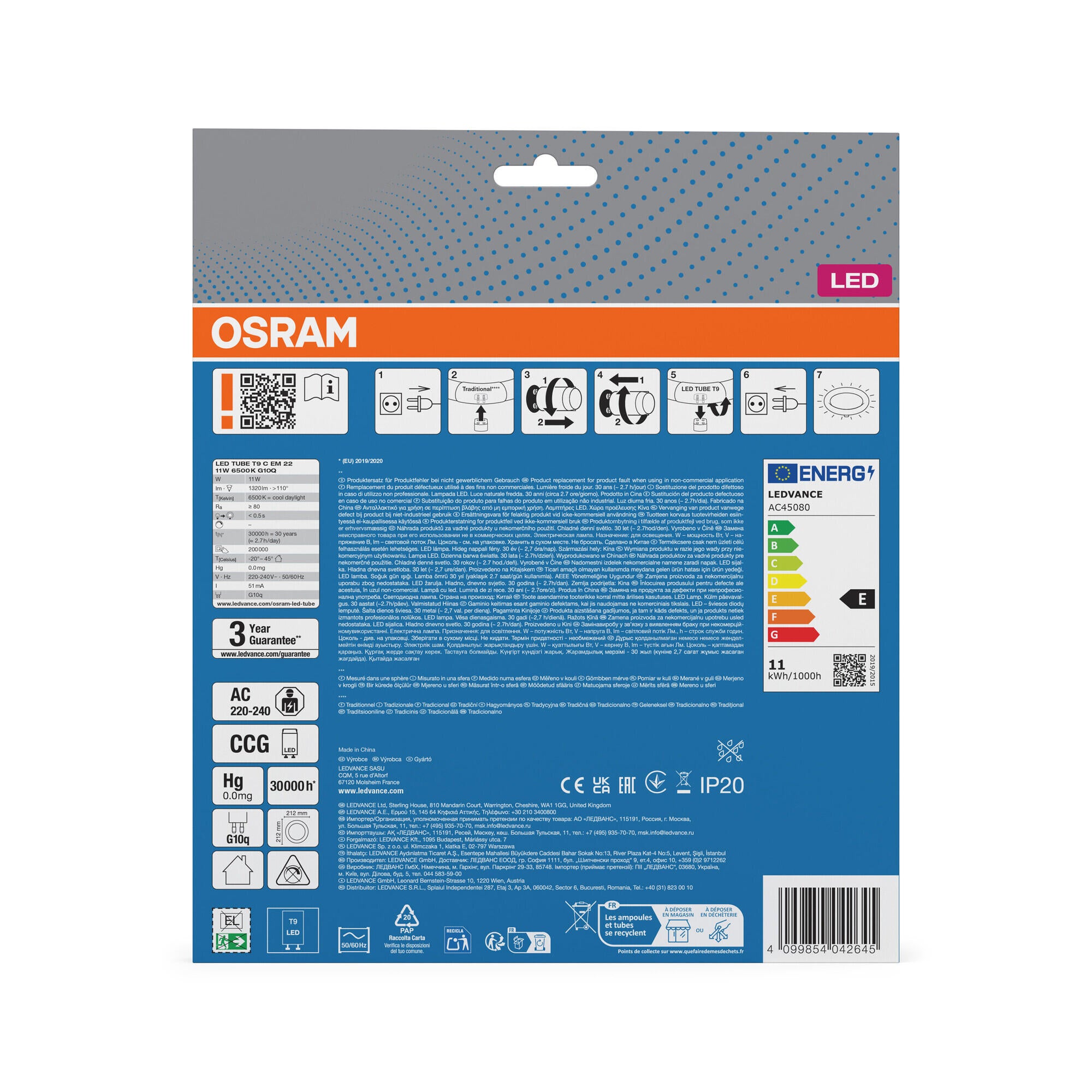 TUBO Lâmpada led CIRCULAR T9 6500K luz amarela Osram - 10