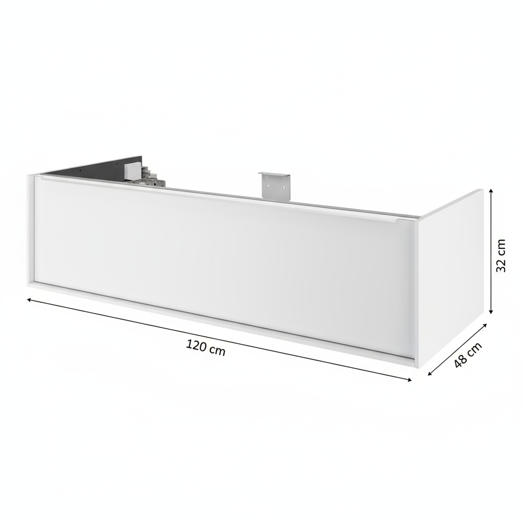 Mobile da bagno sospeso sotto lavabo L 120 x H 32 x P 48 cm bianco laccato lucido, 1 cassetto SENSEA Neo - 5