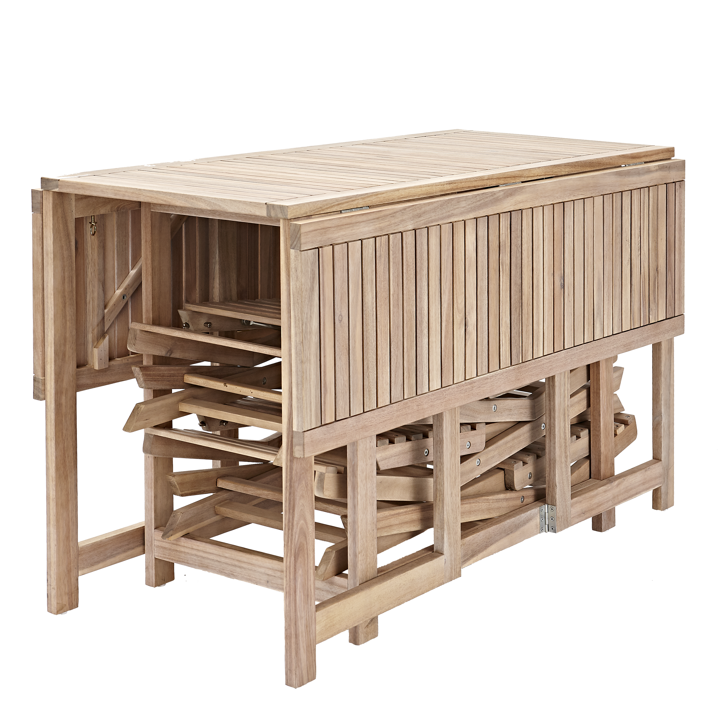 Set tavolo e sedie Solis NATERIAL in acacia marrone per 4 persone - 15