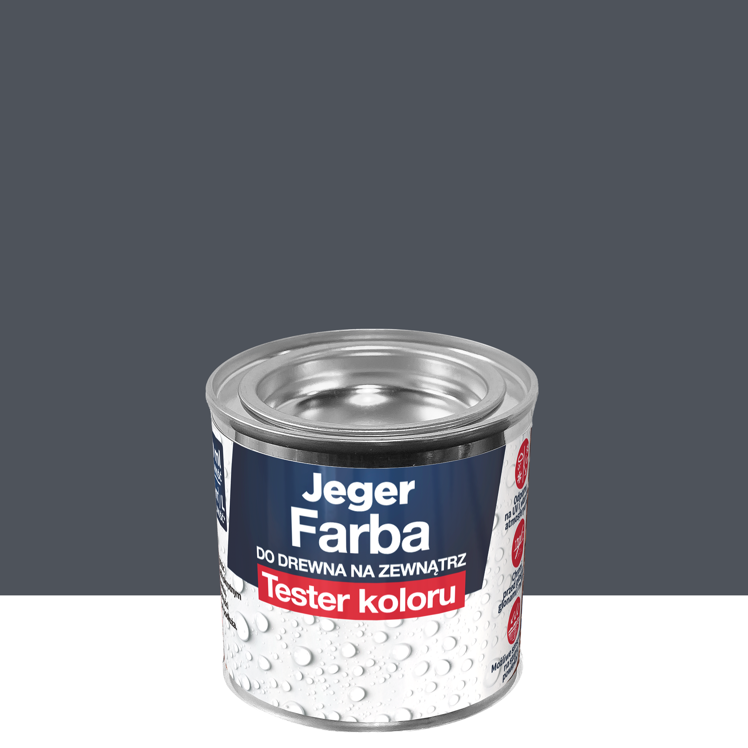 Farba do drewna na zewnątrz Tester 100 ml grafitowy półmat Jeger