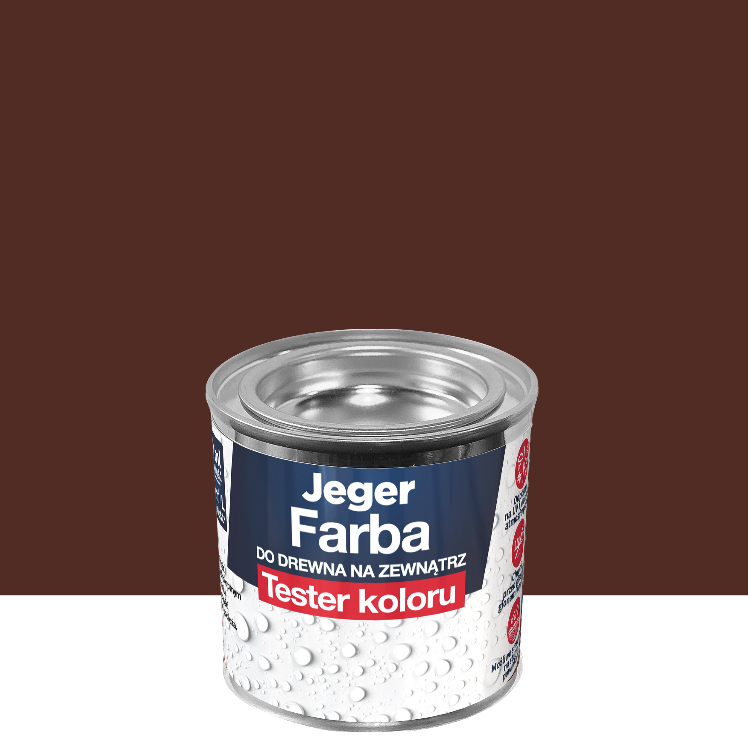 Farba do drewna na zewnątrz Tester 100 ml brązowy półmat Jeger