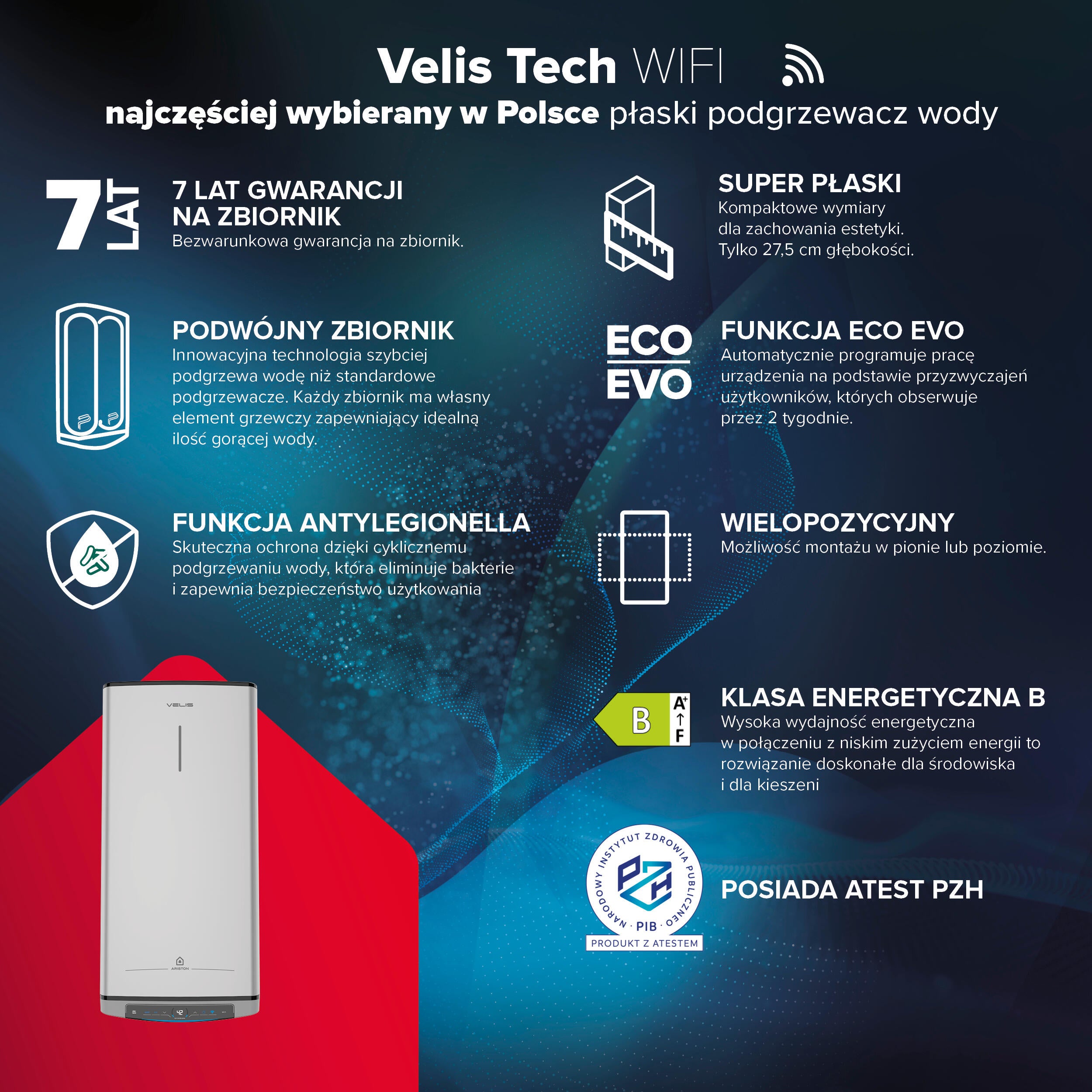 Elektryczny podgrzewacz wody Ariston Velis Tech 50 Wi-Fi - 6