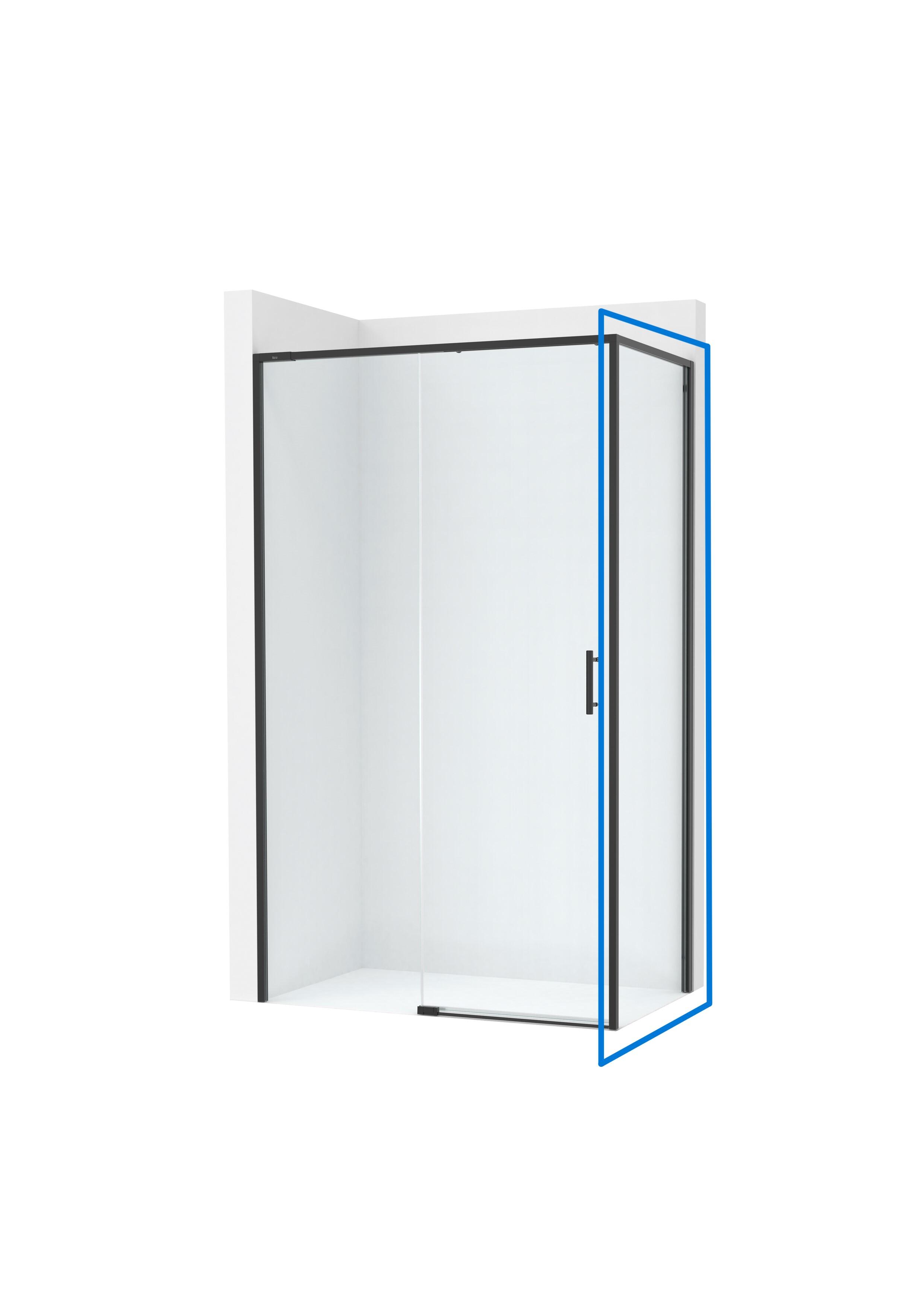 Panel lateral fijo para mampara de ducha frontal transparente Alpine perfil aluminio negro 68x200 cm cristal templado de seguridad 6mm espesor Antical Roca - 5
