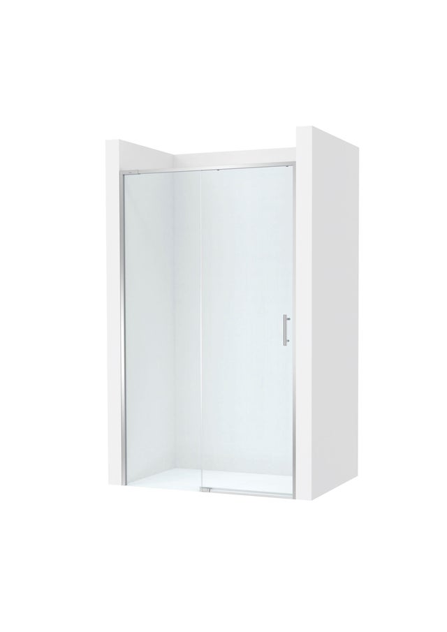 Porta de duche de correr 1 porta móvel+1 painel fixo 120x200 cm cromado transparente Roca Alpine Slim