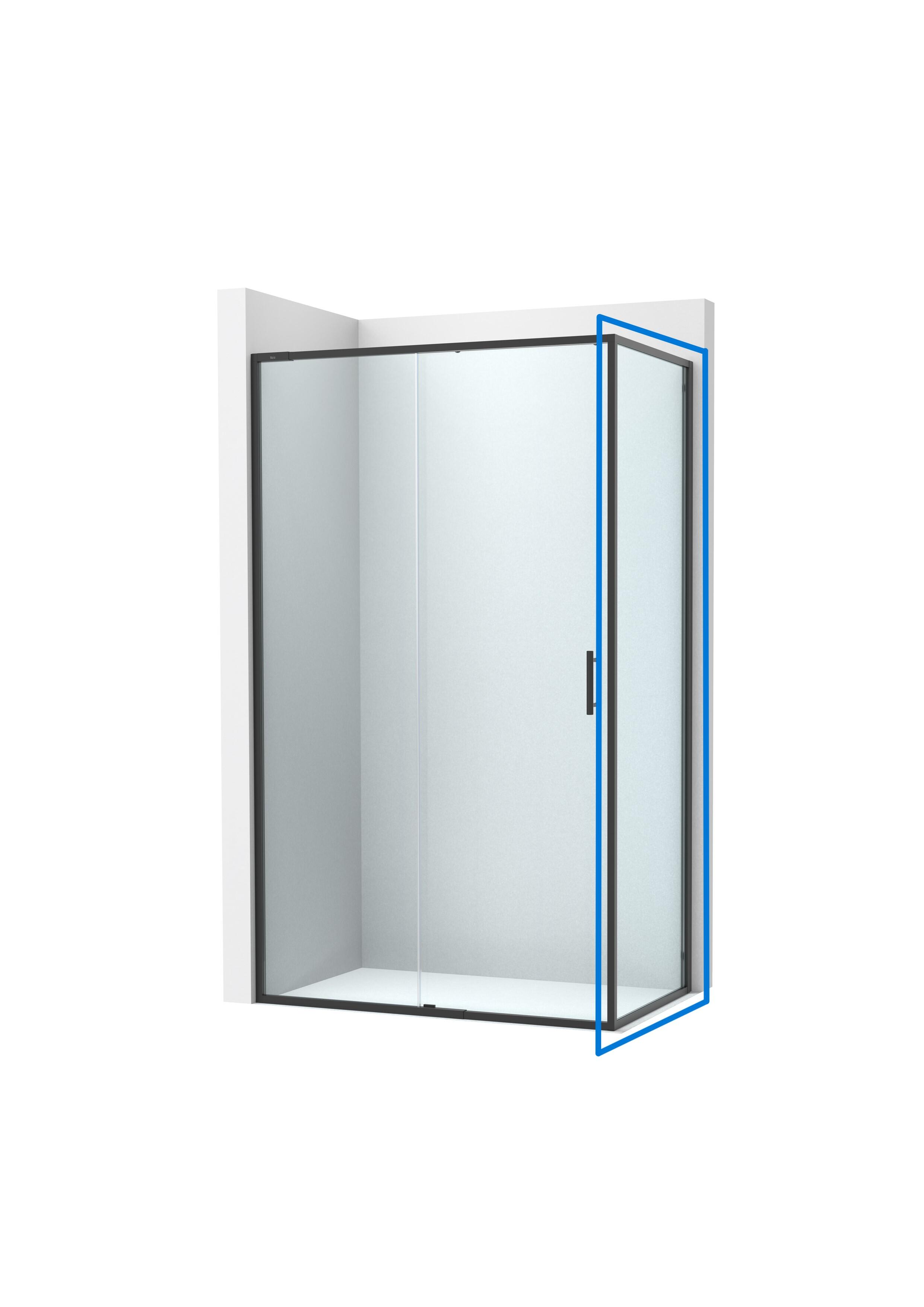 Panel lateral fijo para mampara de ducha frontal transparente Alpine perfil aluminio negro 68x200 cm cristal templado de seguridad 6mm espesor Antical Roca - 5