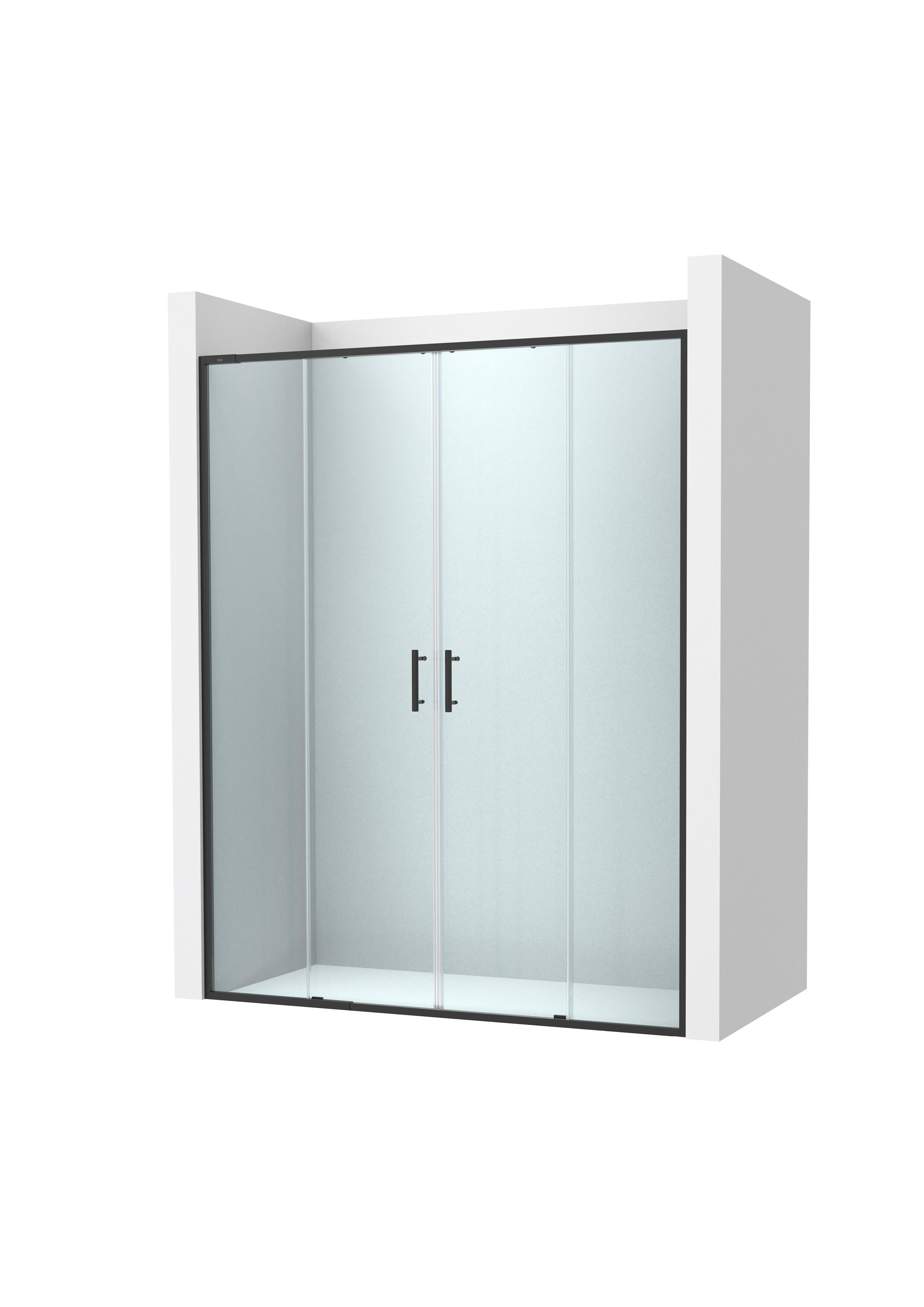 Mampara de ducha frontal 2 fijos + 2 puertas correderas transparentes Alpine perfil aluminio negro (152-162)x200 cm cristal 6mm cierre magnético con guía inferior Roca - 4