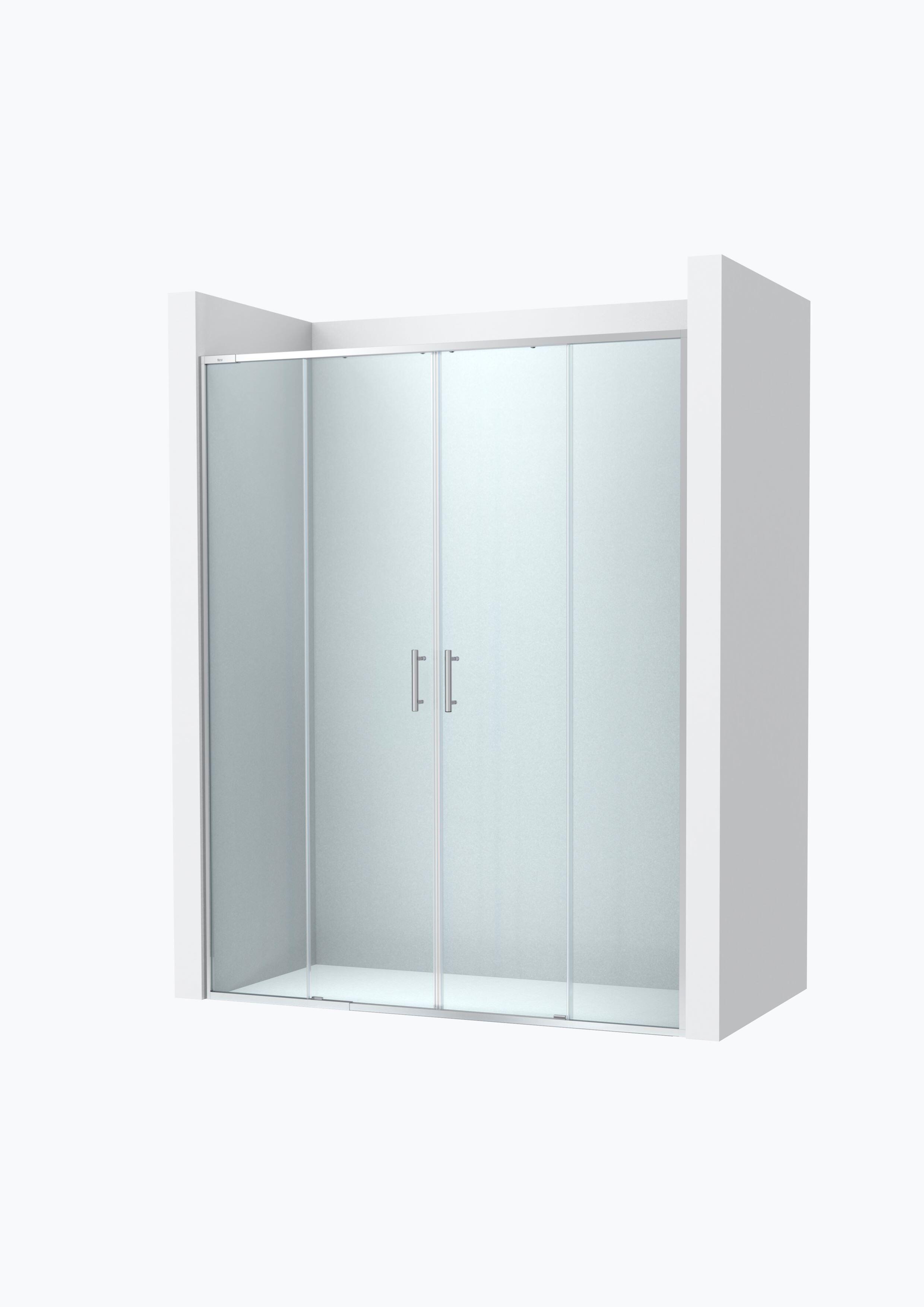 Mampara de ducha frontal 2 fijos + 2 puertas correderas transparentes Alpine perfil aluminio cromo (152-162)x200 cm cristal 6mm cierre magnético con guía inferior Roca - 4