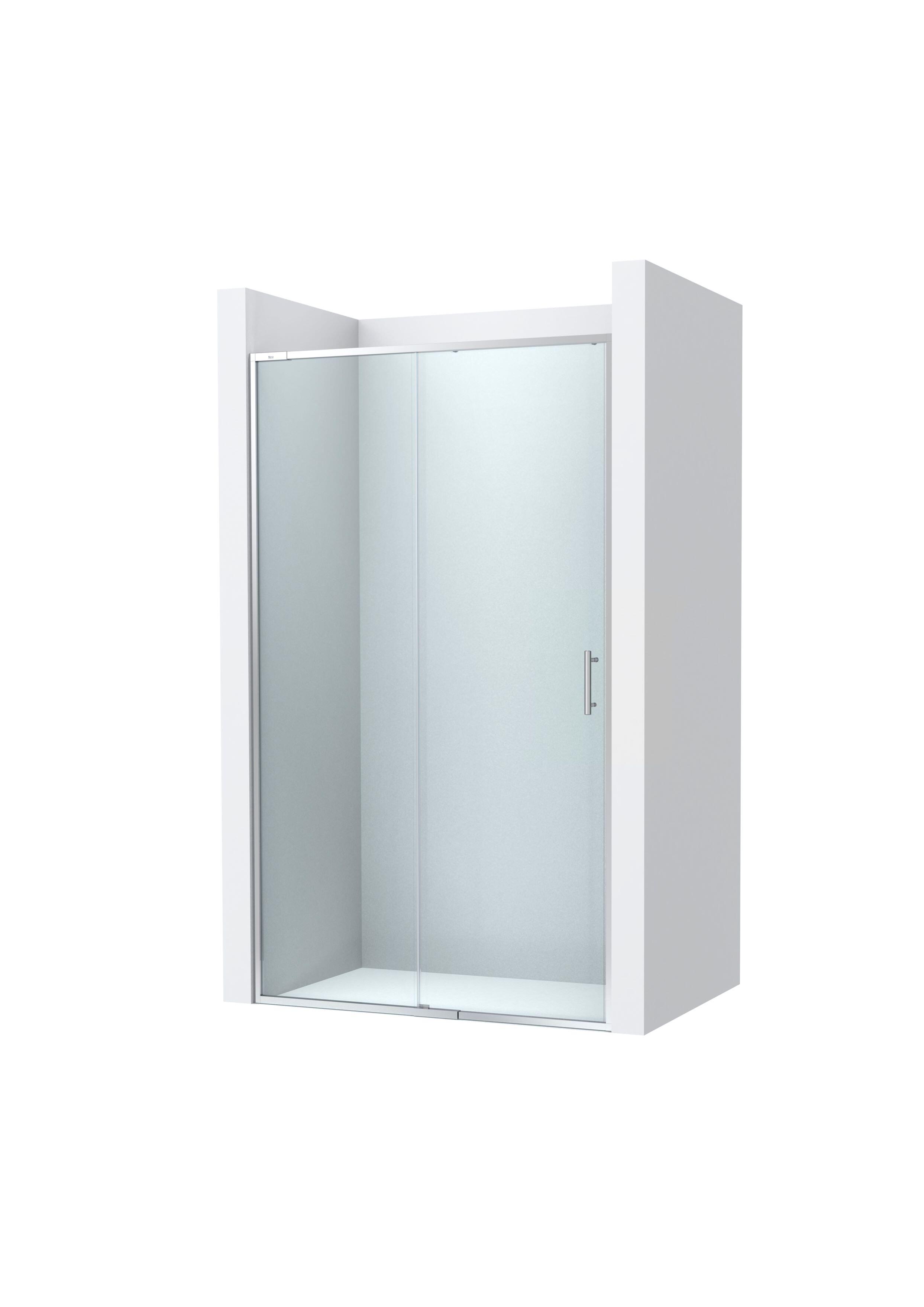 Mampara de ducha frontal 1 fijo + 1 puerta corredera transparente Alpine perfil aluminio cromo (152.1-162)x200 cm cristal 6mm cierre de sobreponer Roca - 5