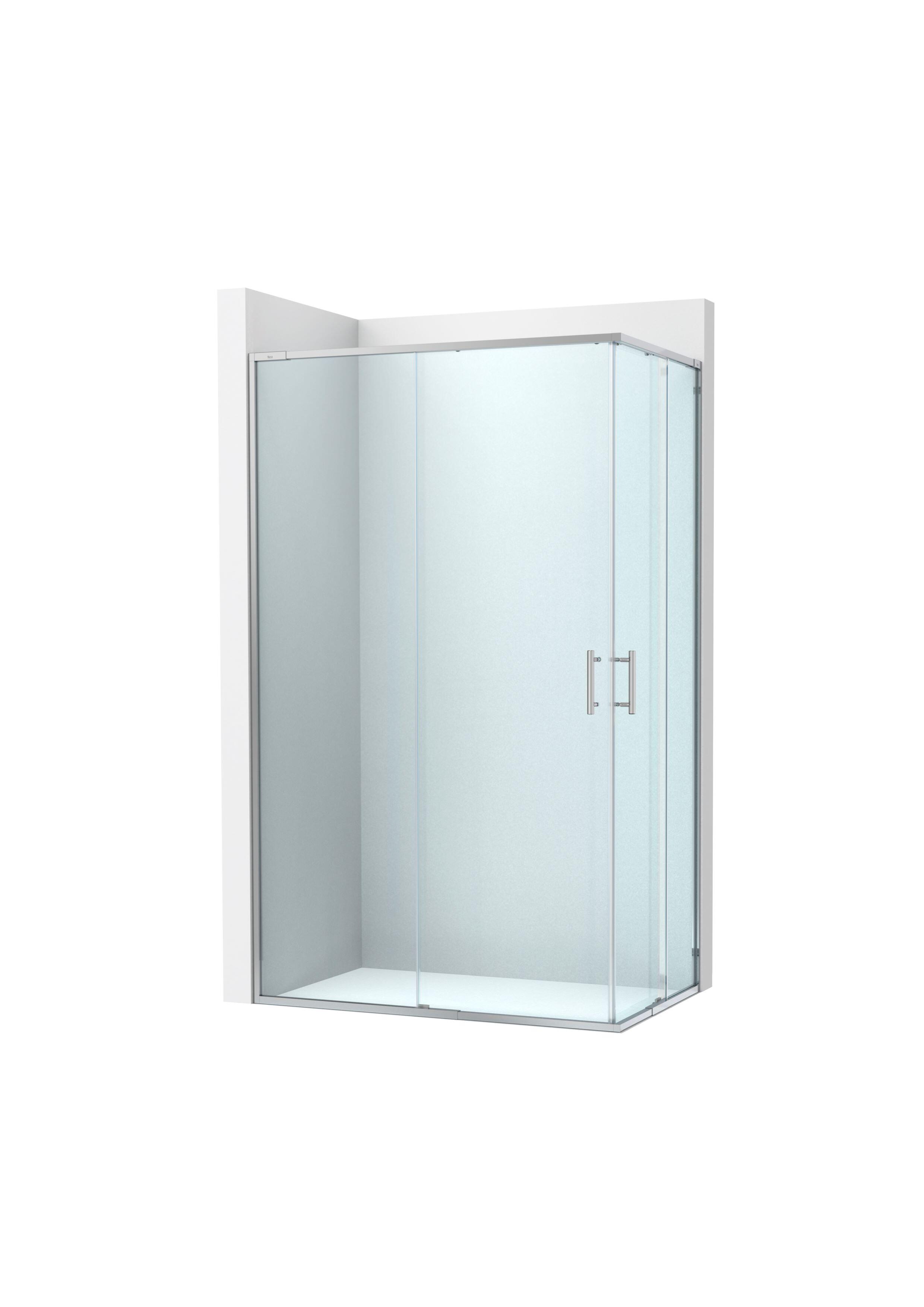 Cabine de duche 2 portas móveis+2 painéis fixos 100x80x200 cm cromado transparente Roca Alpine Frame - 2