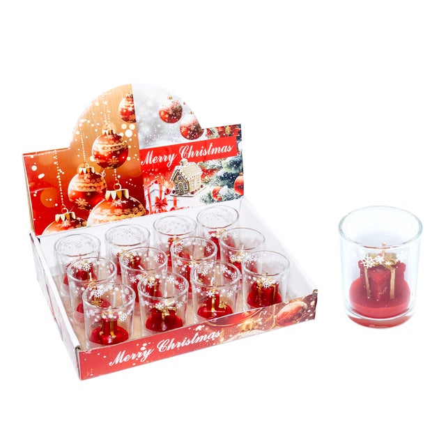 Candela pacco regalo in bicchierino asortito