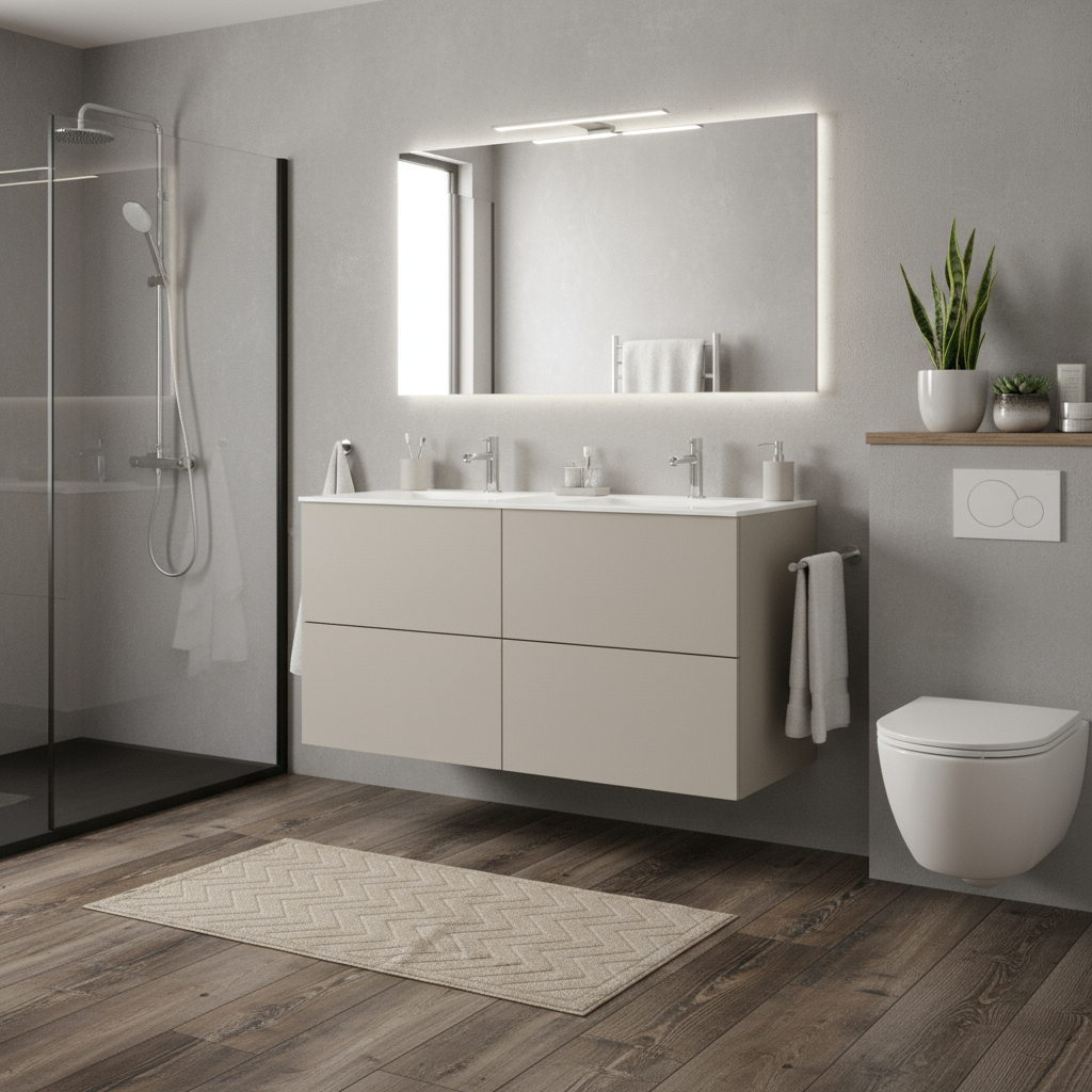 Mobile da bagno sospeso sotto lavabo L 120 x H 64 x P 48 cm grigio opaco SENSEA Neo - 2