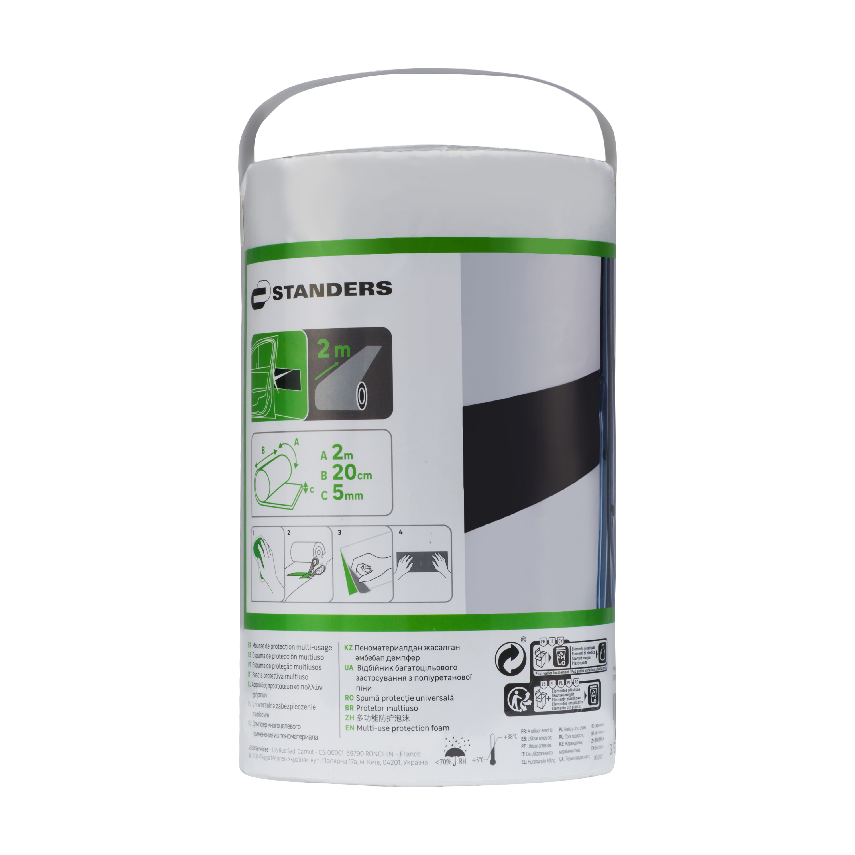Protezione Per Portiere Auto In Feltro, Adesiva 203x20x0,3 Cm - Paraurti Per Garage, Antigraffio - 2