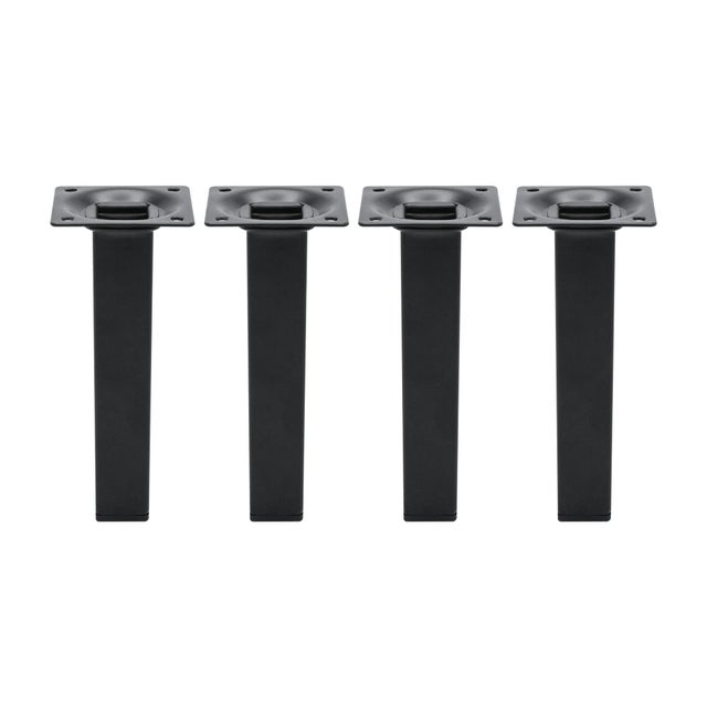 4 pieds de meubles CIME fixe carré, acier noir H.15 x l.2.5 cm