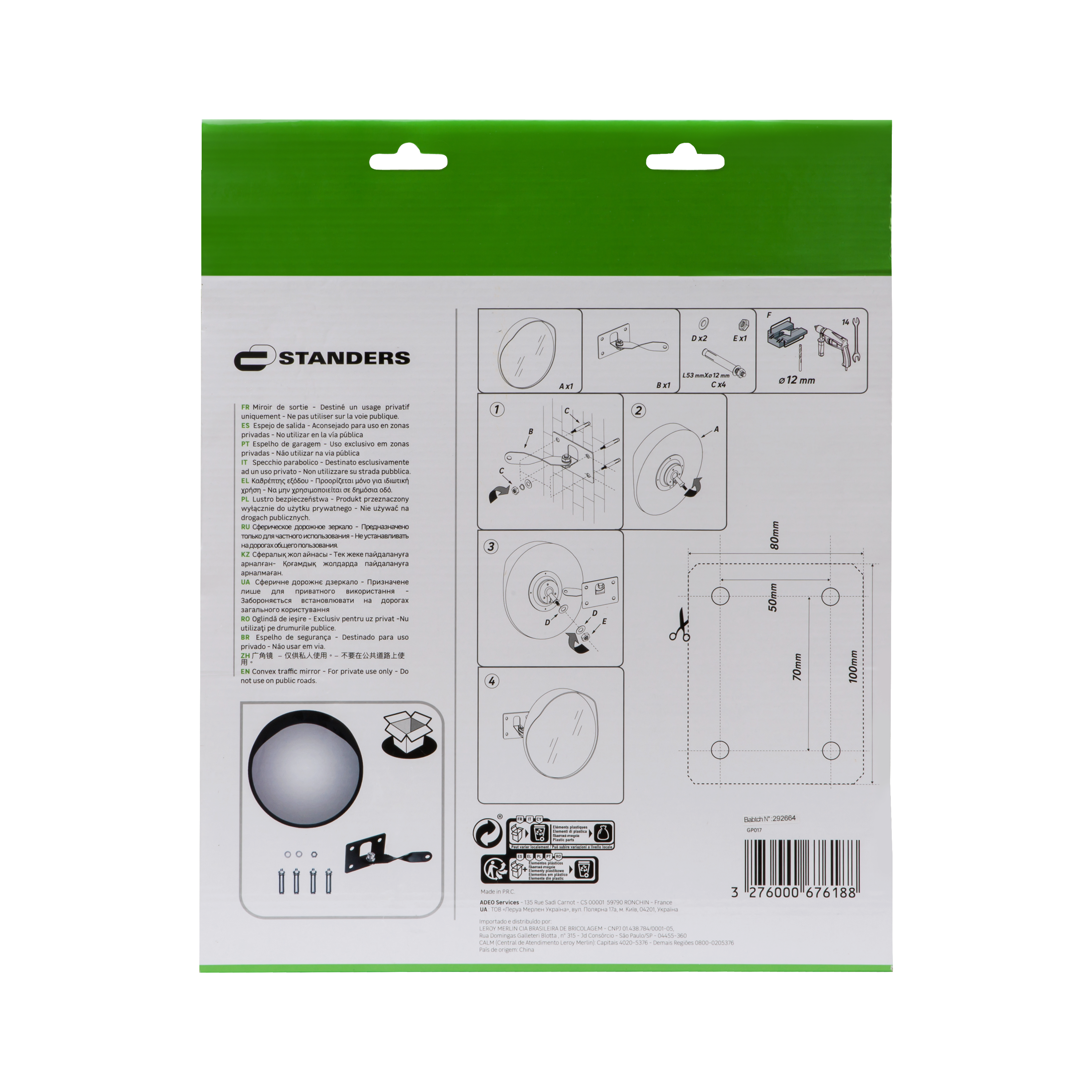 Specchio di sicurezza STANDERS Ø 30 cm - 10