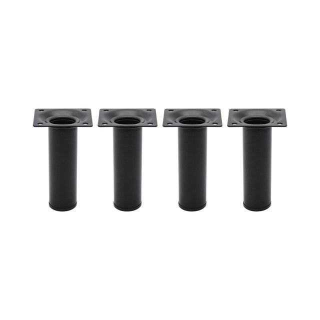 4 pieds de meubles CIME fixe rond, acier noir Ht. 10 cm x Diam.30 mm