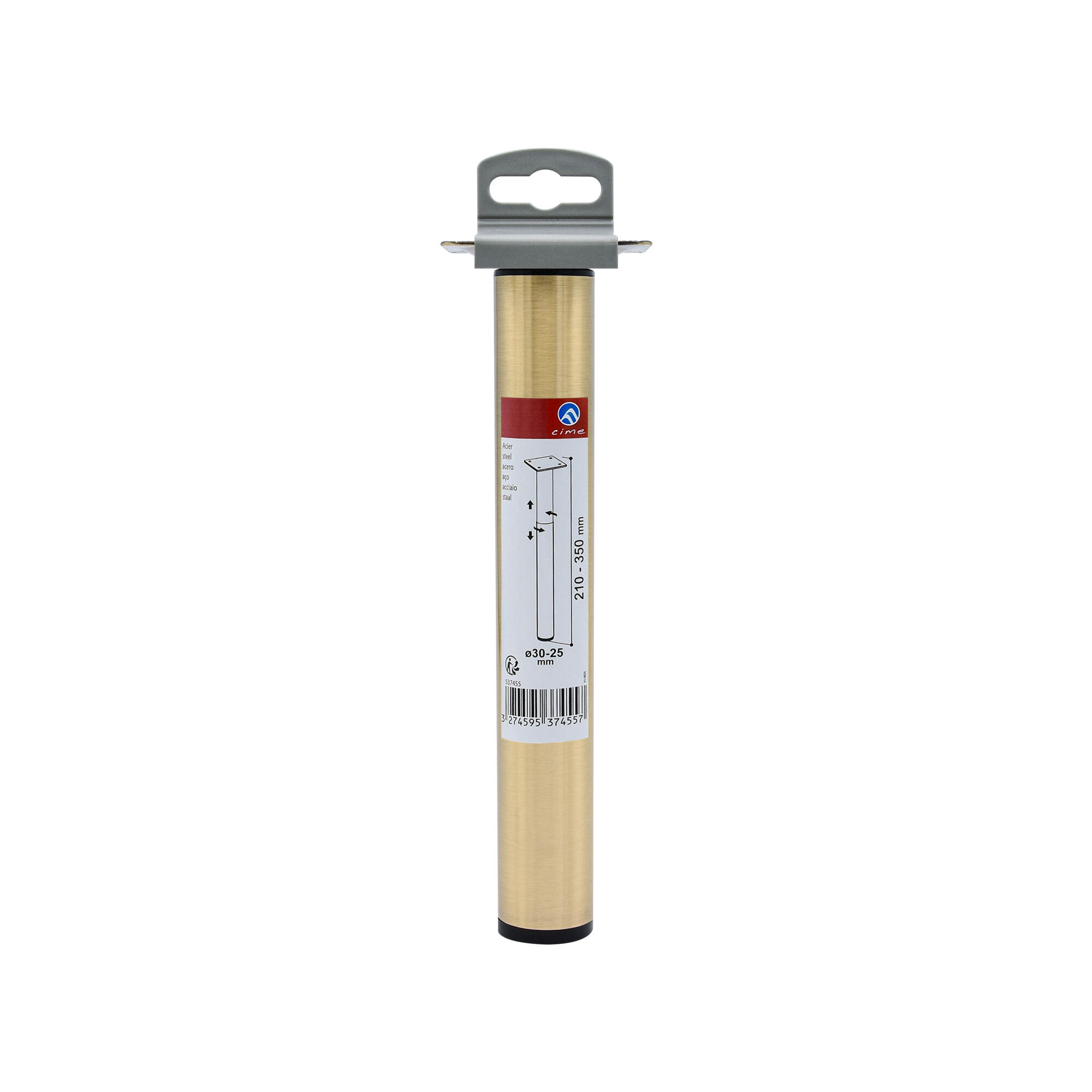 Pied de meuble cylindrique réglable CIME acier laiton Ht. max 35 x Diam.3 cm - 5