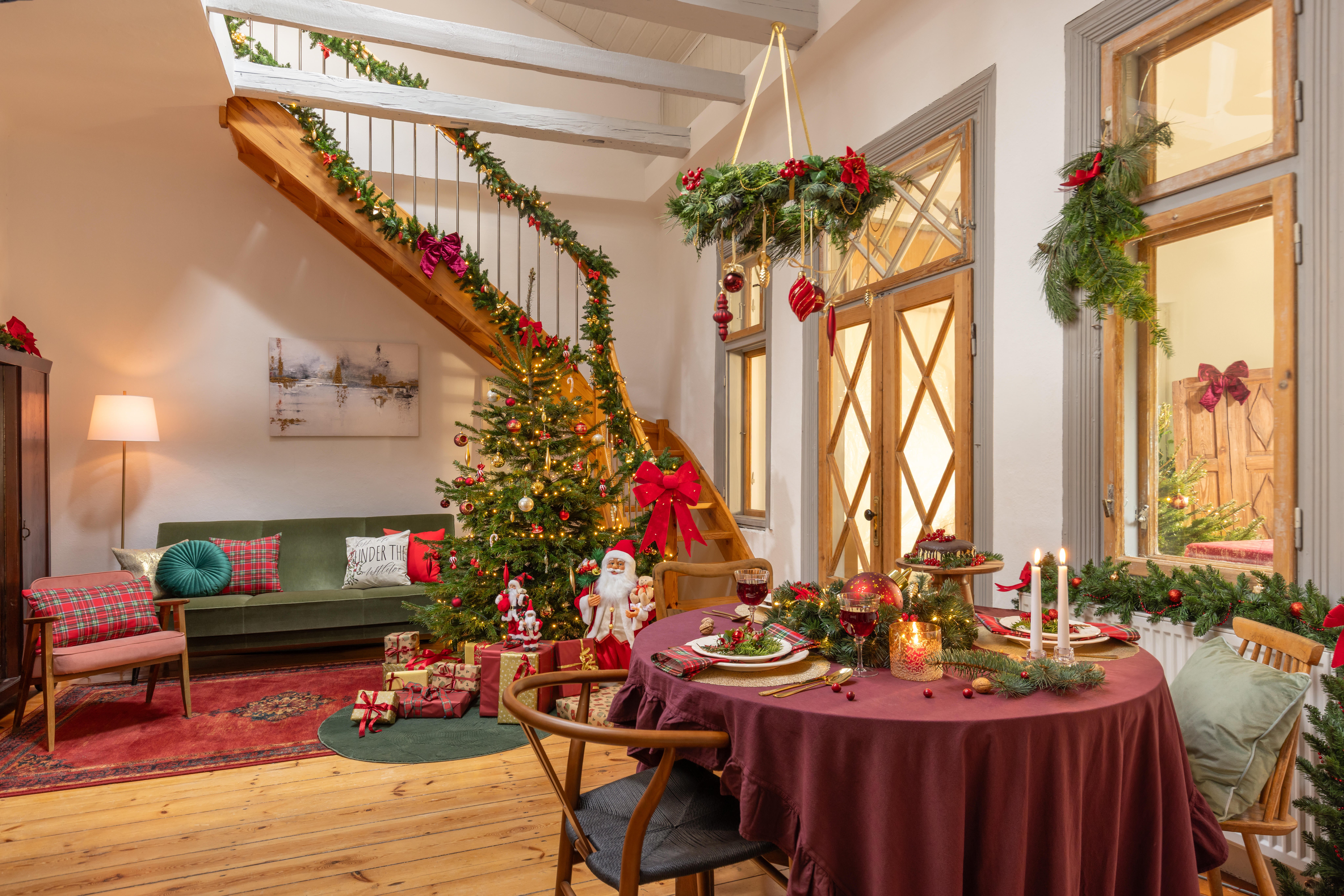 Zawieszka świąteczna na drzwi kokardka świecąca 56x41cm czerwona LED - 9