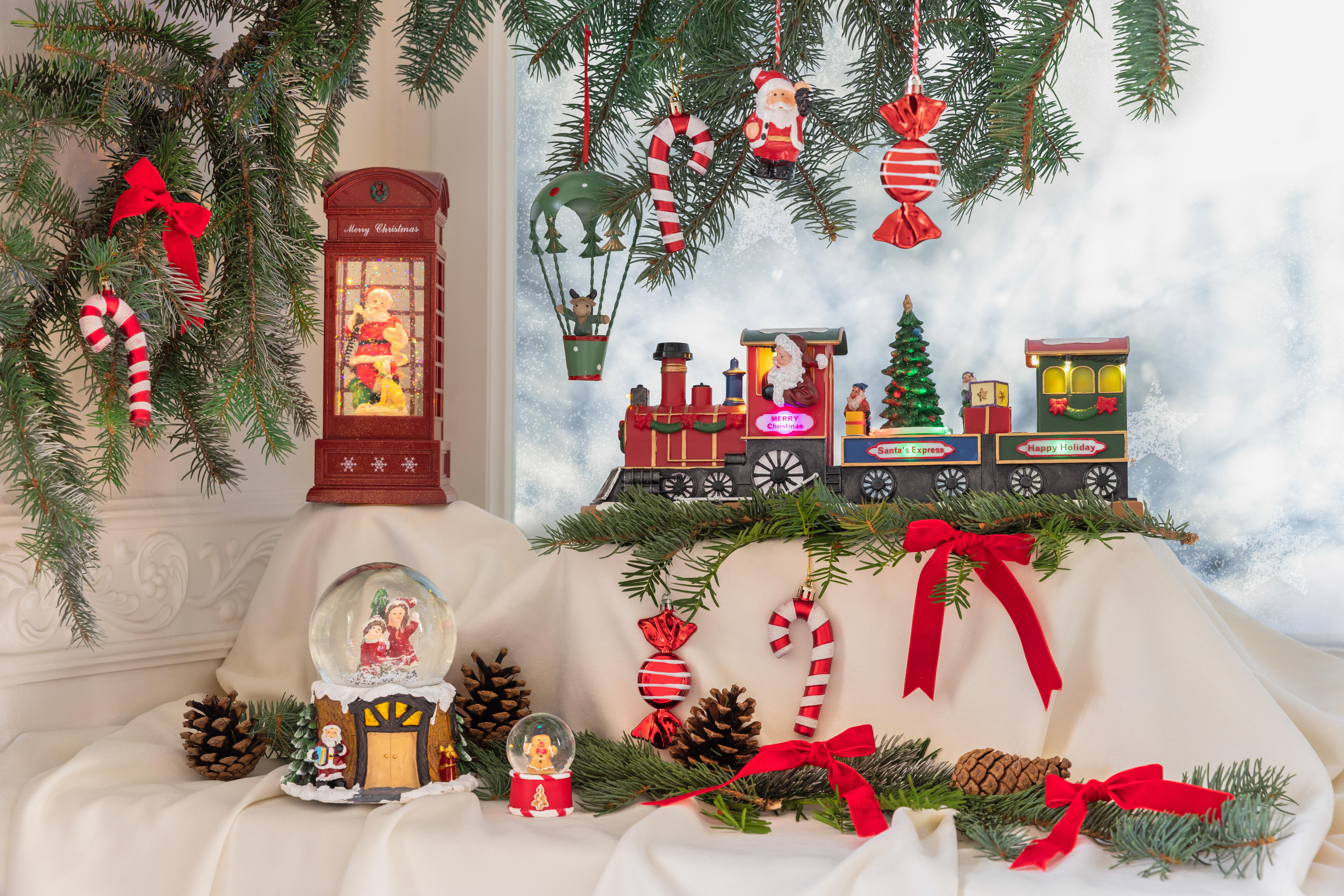 Zawieszka świąteczna na drzwi kokardka świecąca 56x41cm czerwona LED - 5