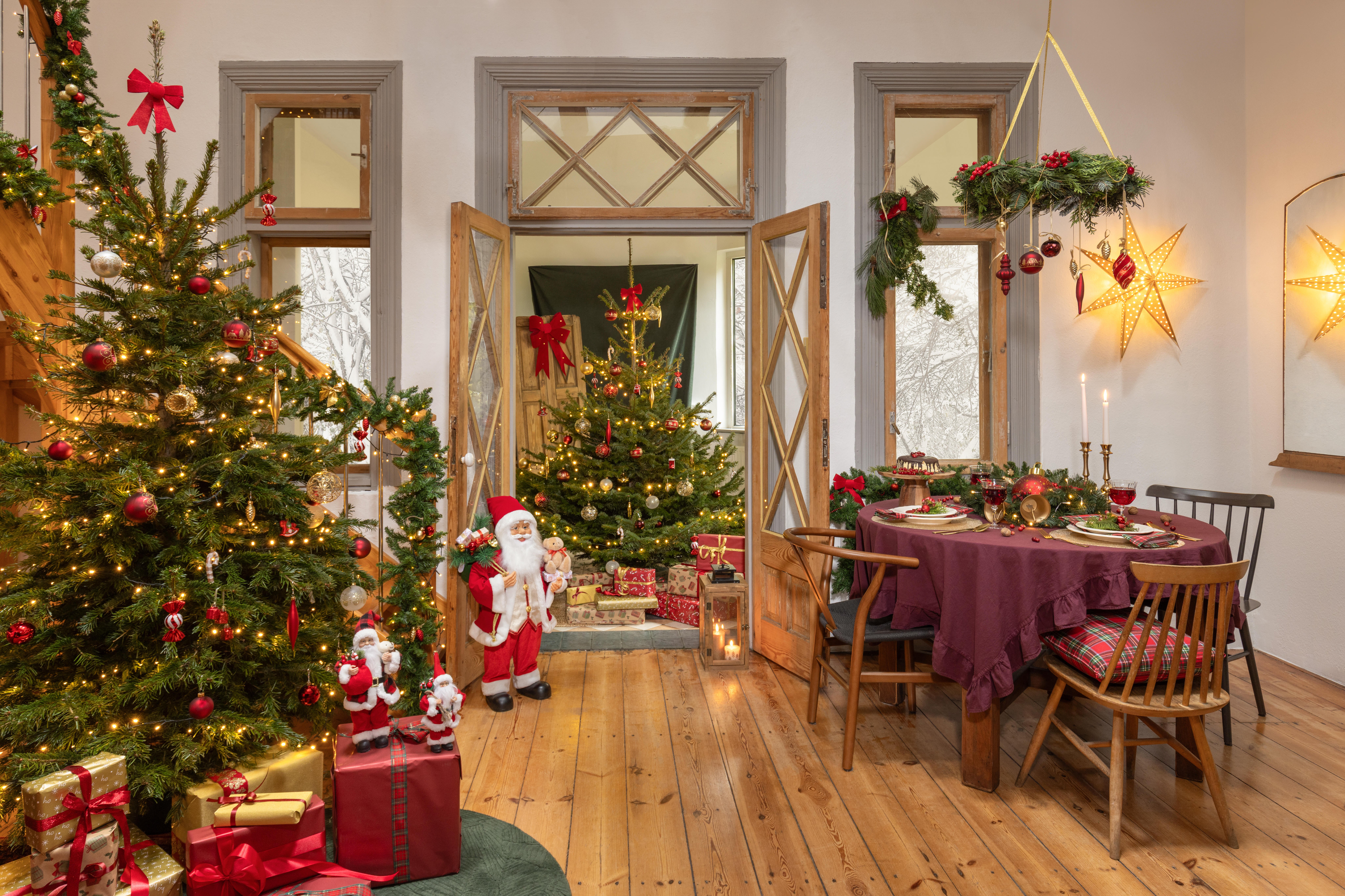 Zawieszka świąteczna na drzwi kokardka świecąca 56x41cm czerwona LED - 3