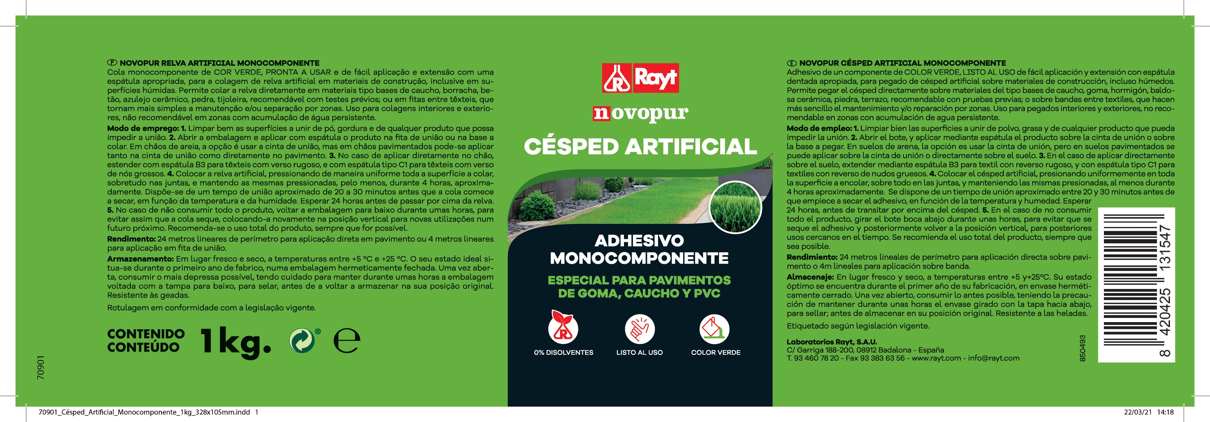 Adhesivo de montaje césped artificial monocoponente NOVOPUR 1 kg - 2