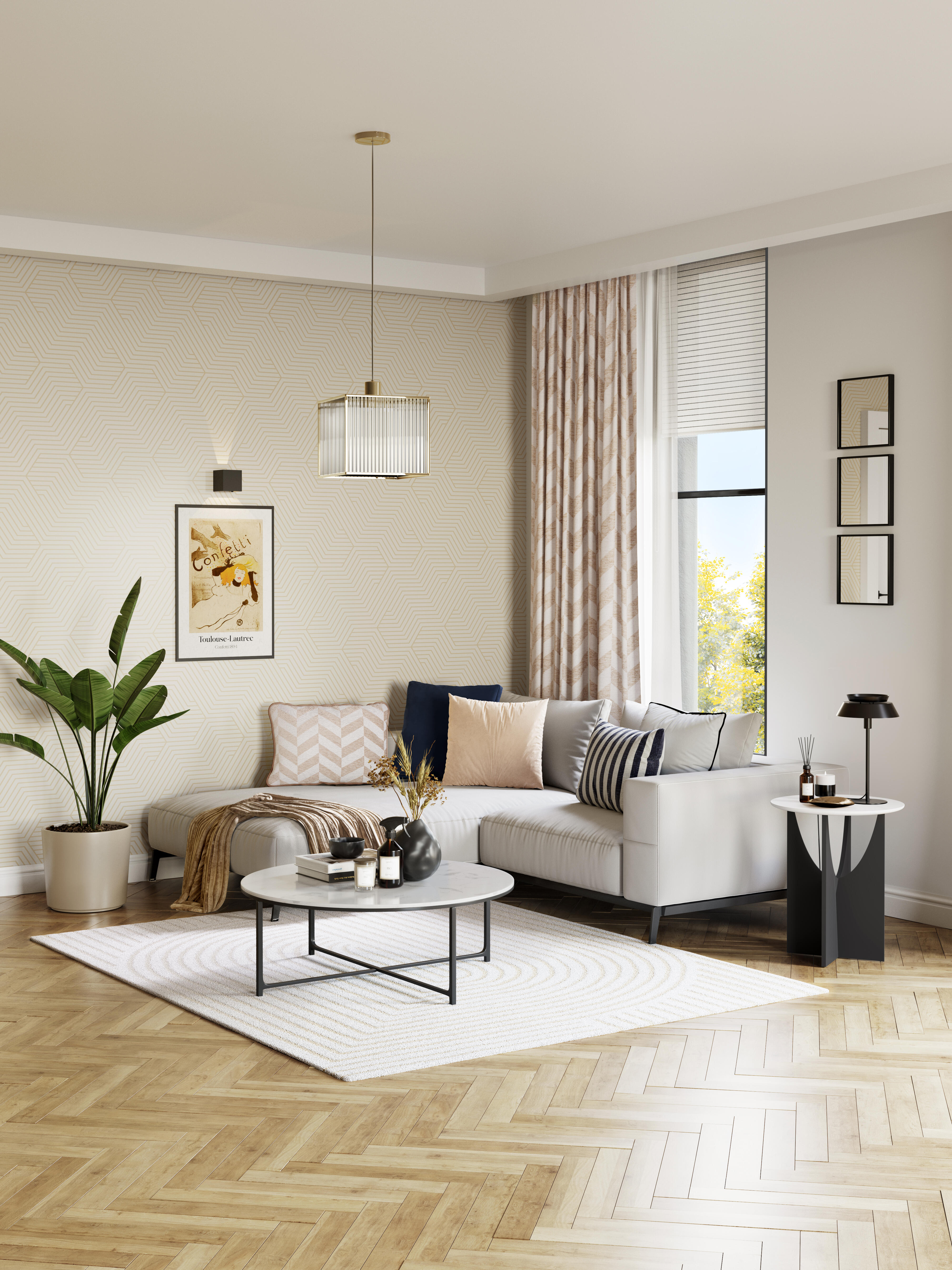 Espejo enmarcado de pared cuadrado Lila PVC negro brillante INSPIRE de 30 cm - 2