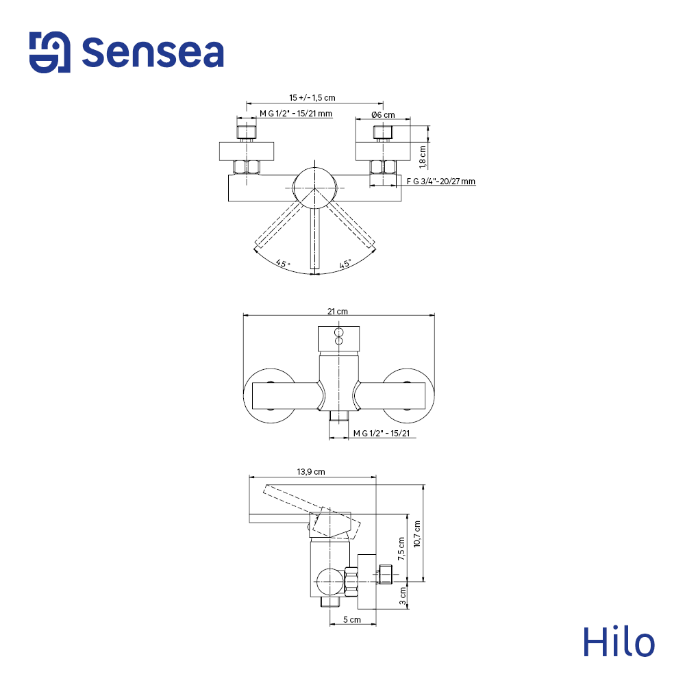 Grifo de ducha monomando SENSEA Hilo cromo brillo Latón - 2