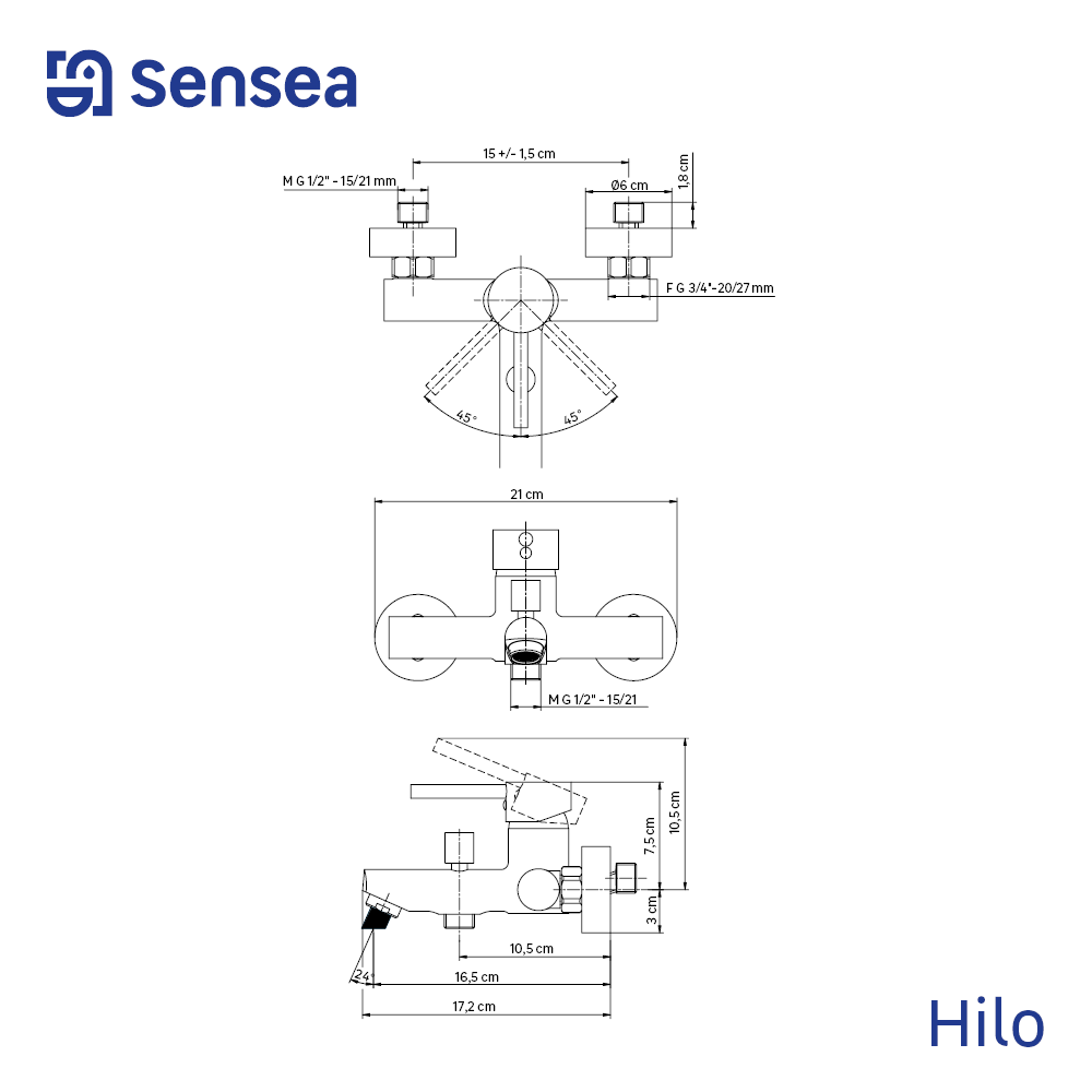 Grifo de bañera monomando SENSEA Hilo cromo brillo Latón - 3