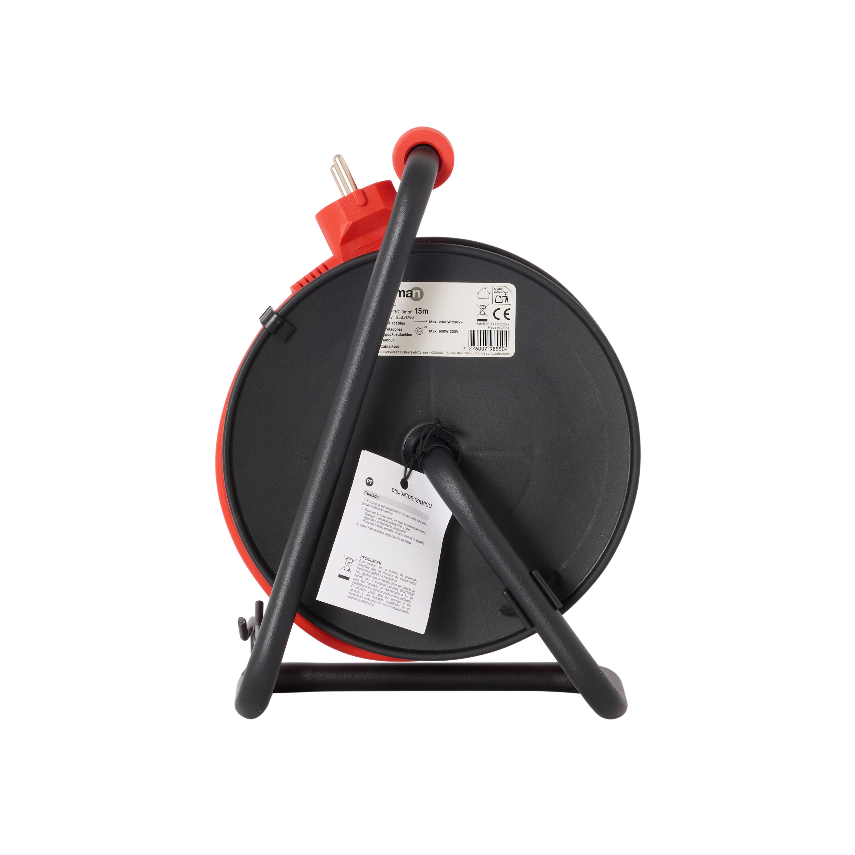 Enrolador LEXMAN 4 tomadas 3g1 H05-VVF 15metros vermelho/preto - 3