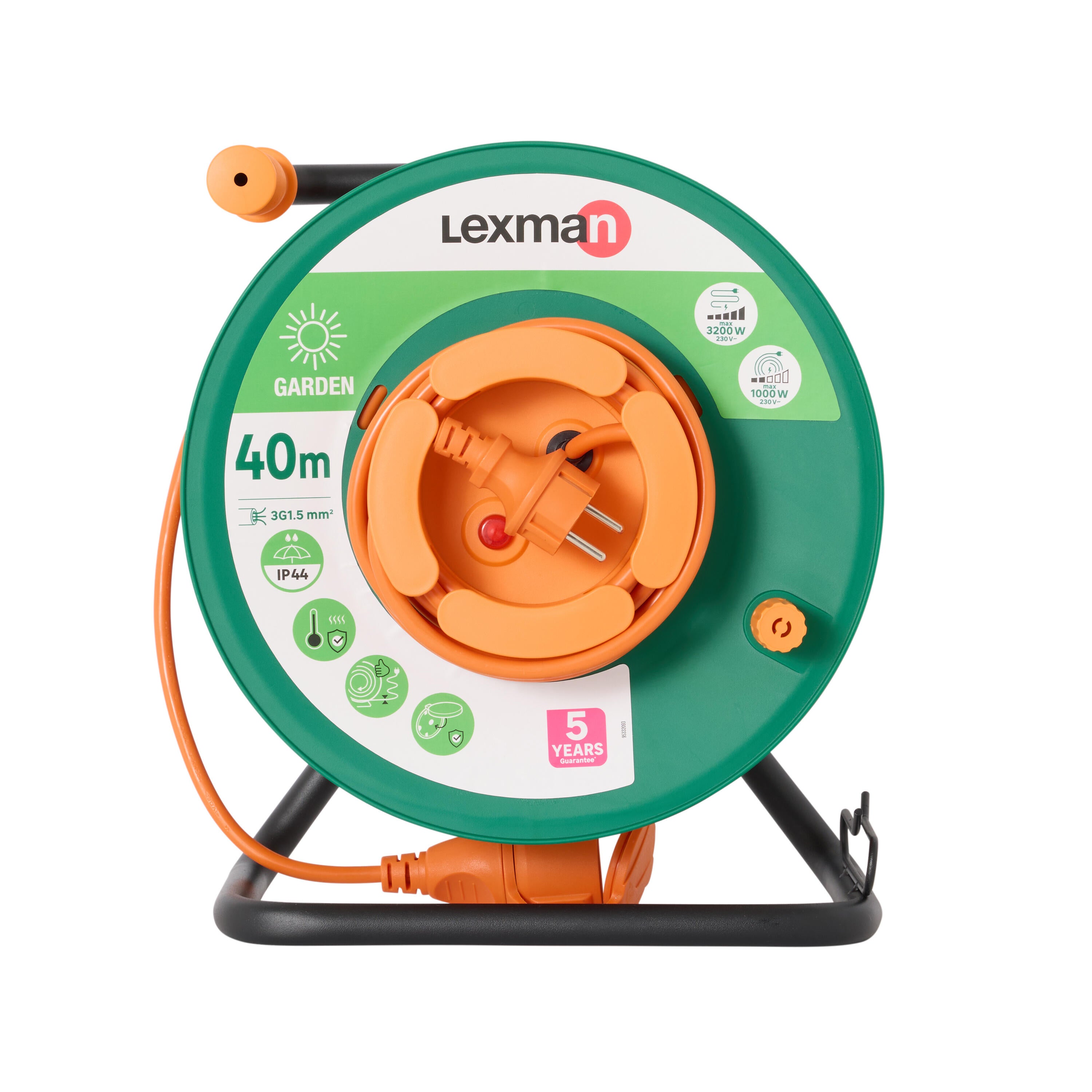 Enrolador LEXMAN exterior IP44 1 tomada 3g1,5 H05-VVF 40metros laranja - 12