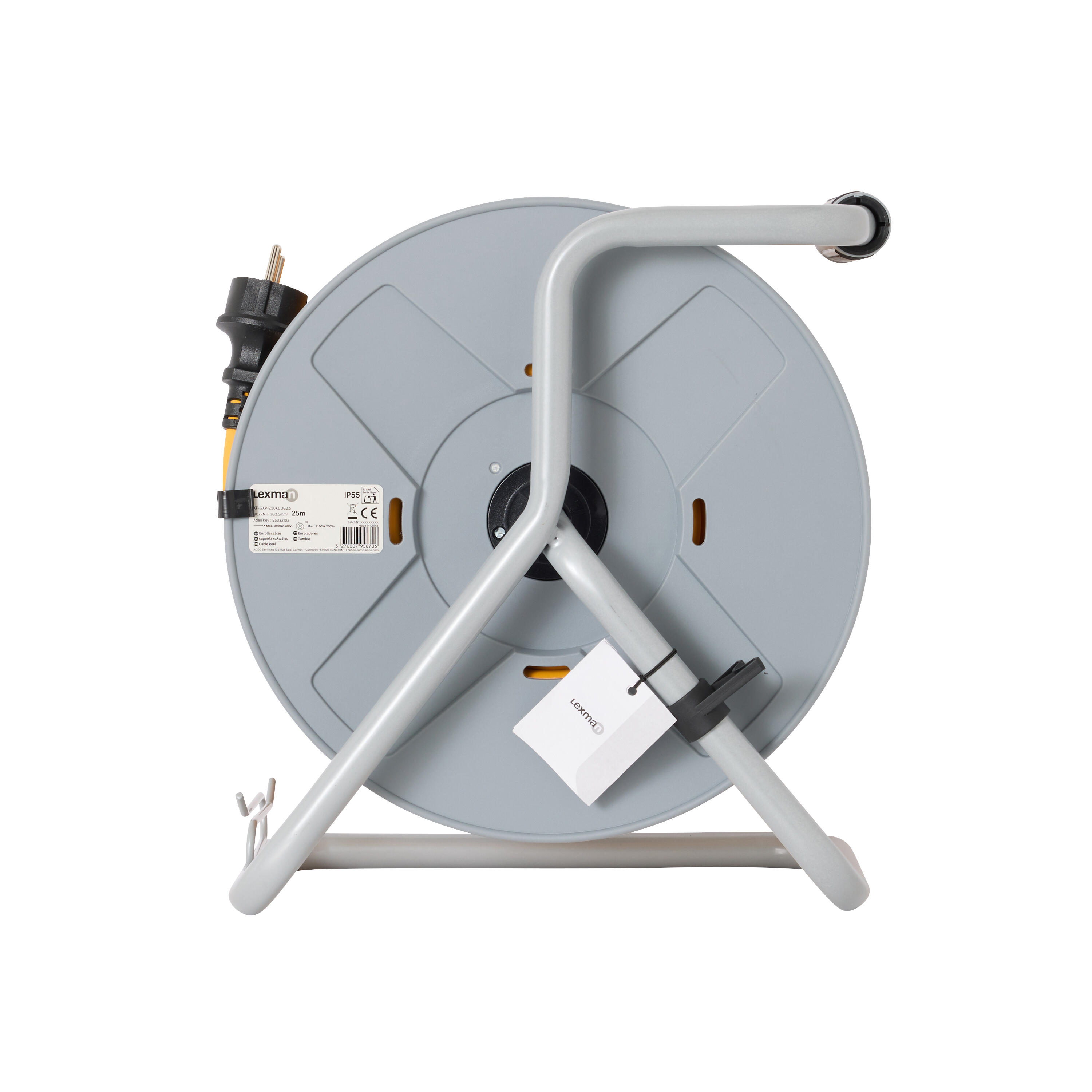 Enrolador LEXMAN exterior IP55 4 tomadas 3g2,5 H07-RNF 25metros branco/cinza - 3